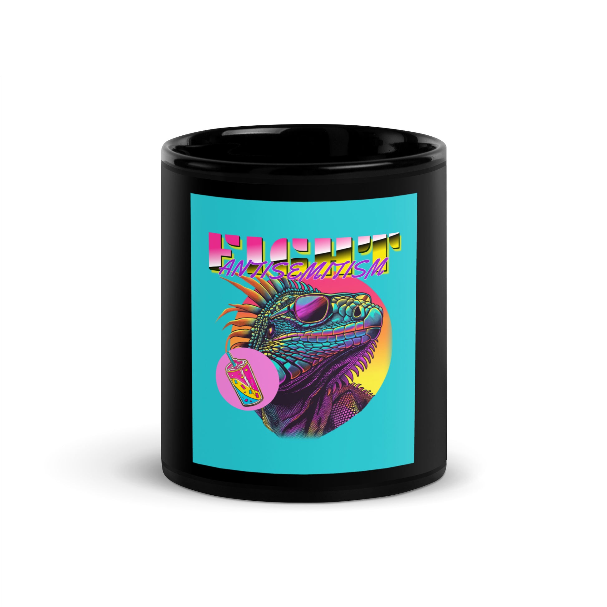 Retro Neon Animal | Fight Antisemitism | Black Glossy Mug