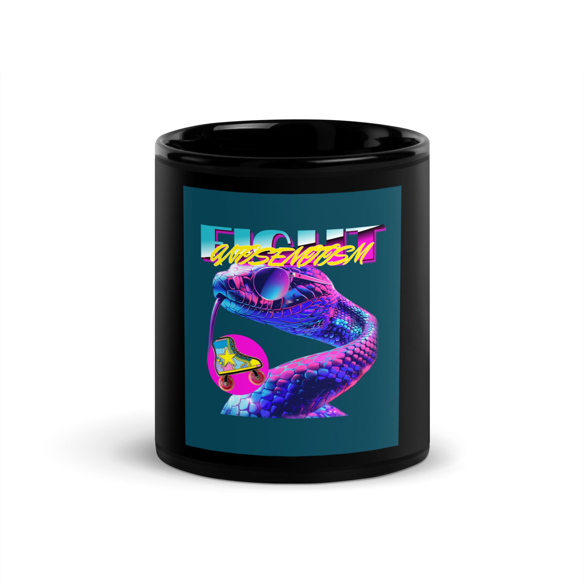 Retro Neon Animal | Fight Antisemitism | Black Glossy Mug