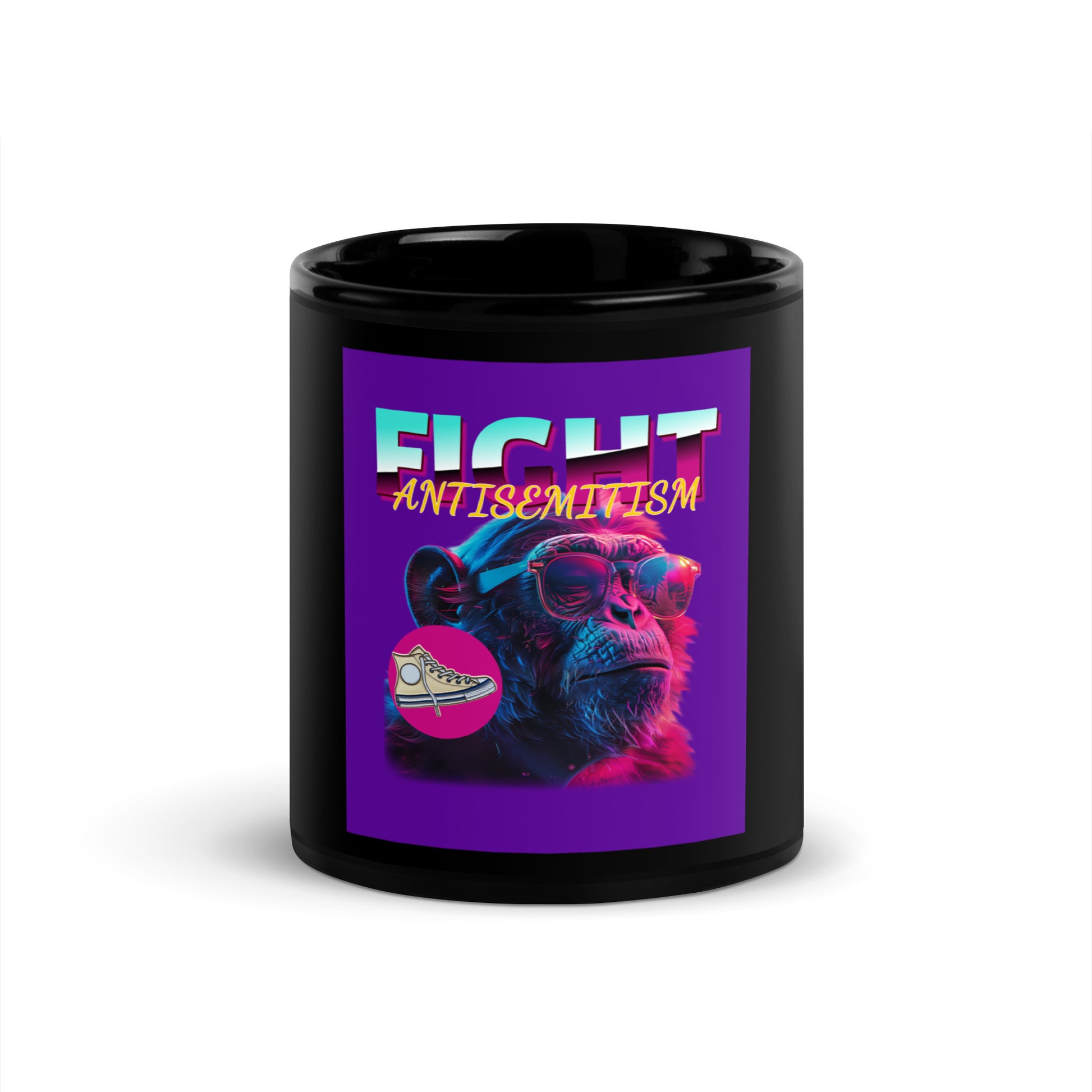 Retro Neon Animal | Fight Antisemitism | Black Glossy Mug