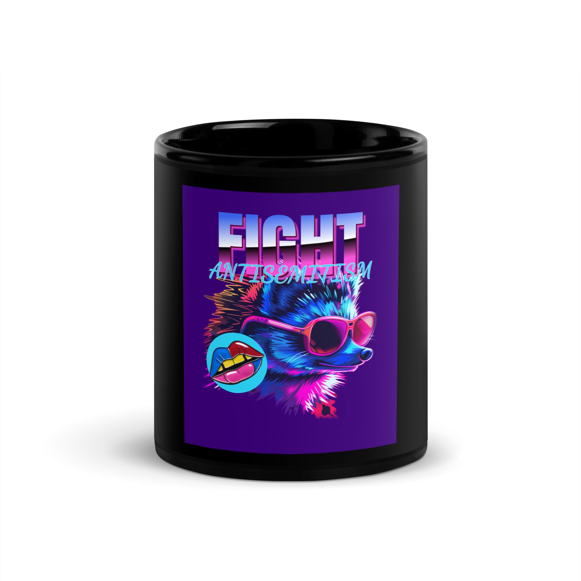 Retro Neon Animal | Fight Antisemitism | Black Glossy Mug