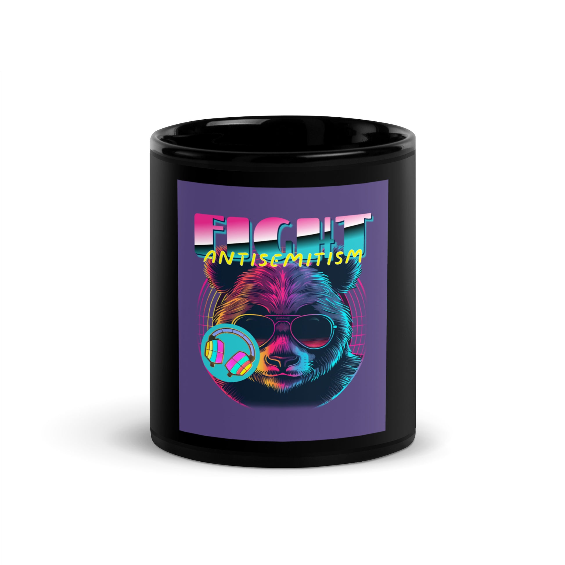 Retro Neon Animal | Fight Antisemitism | Black Glossy Mug