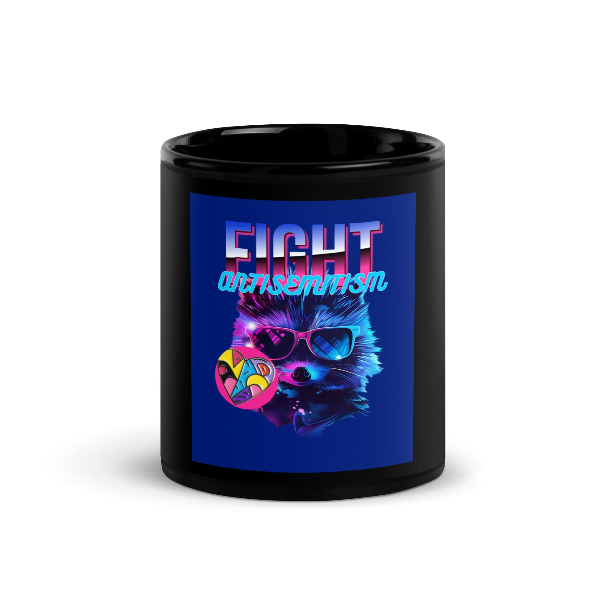 Retro Neon Animal | Fight Antisemitism | Black Glossy Mug