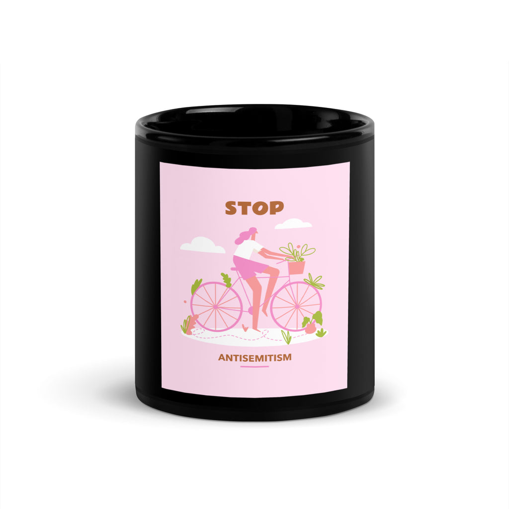 Bike Journey | Stop Antisemitism | Black Glossy Mug