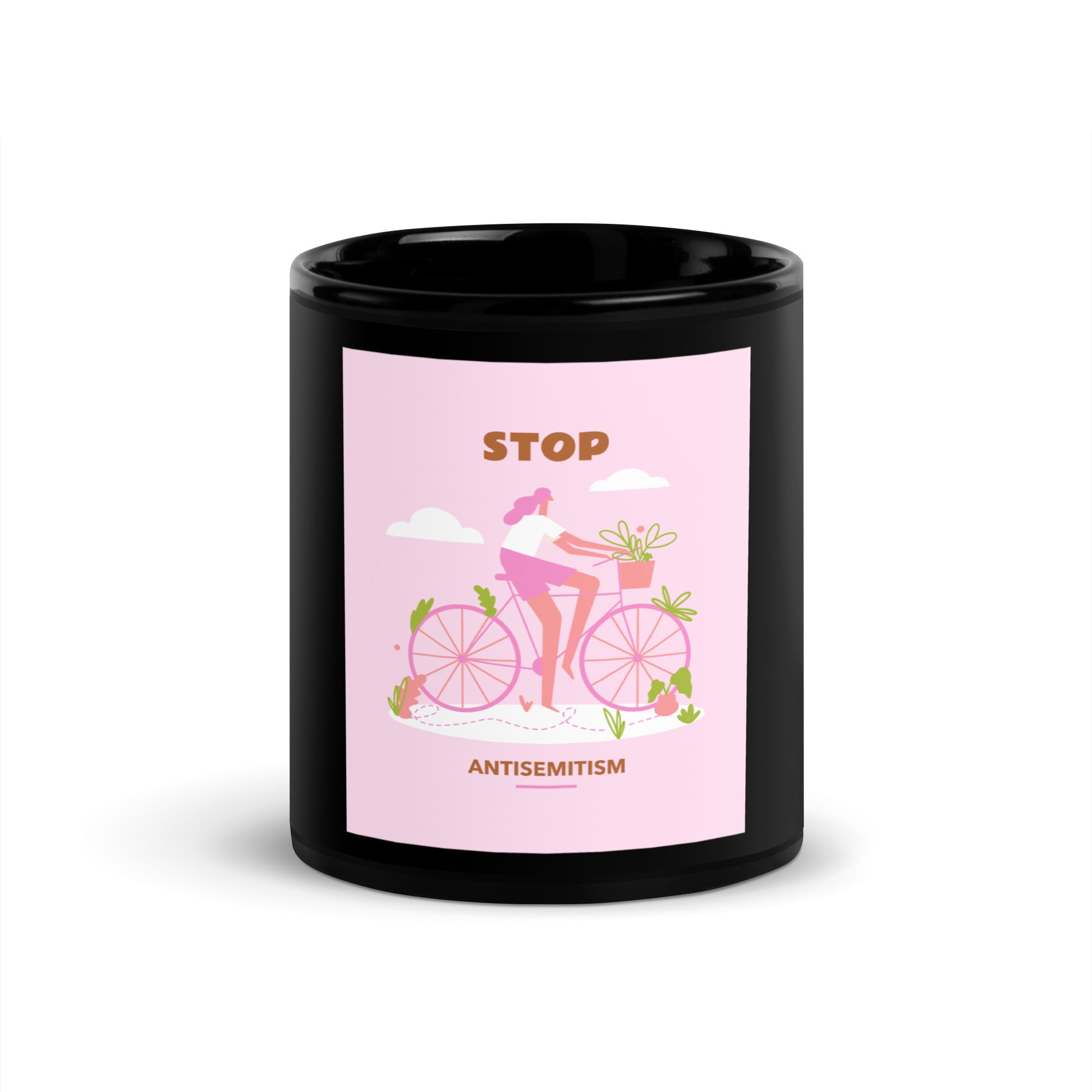 Bike Journey | Stop Antisemitism | Black Glossy Mug