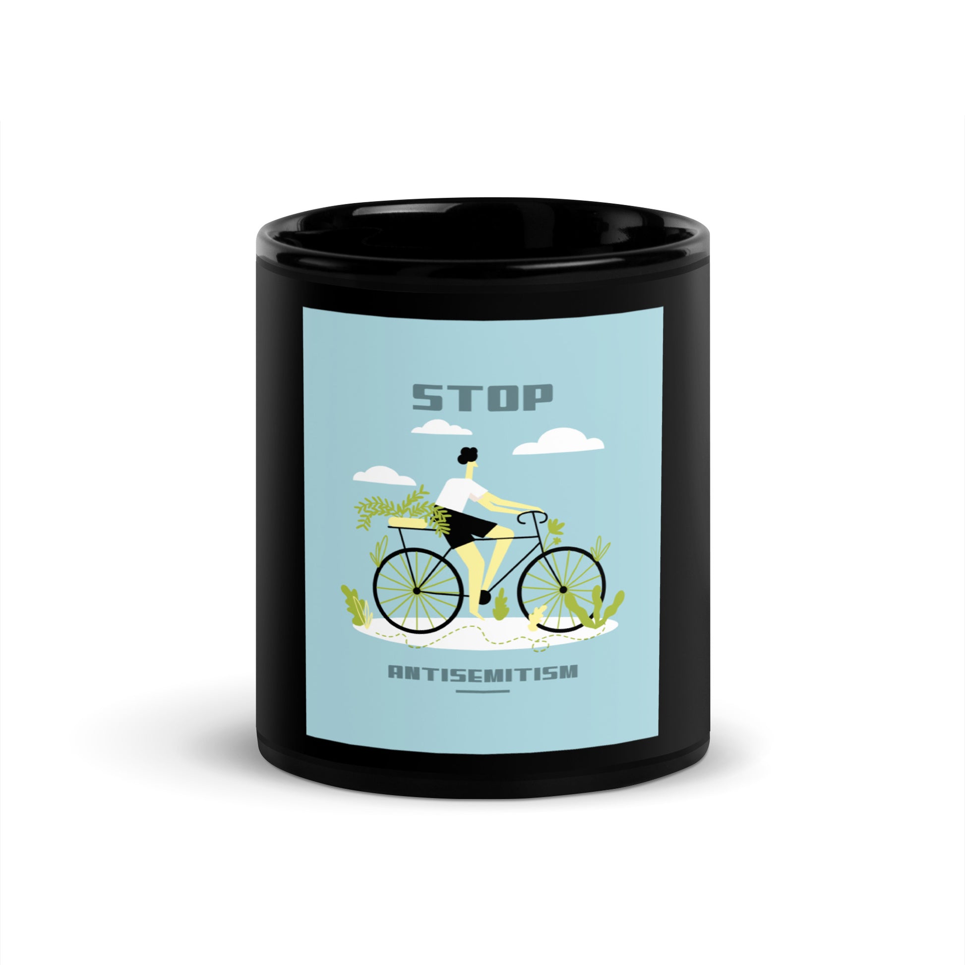 Bike Journey | Stop Antisemitism | Black Glossy Mug