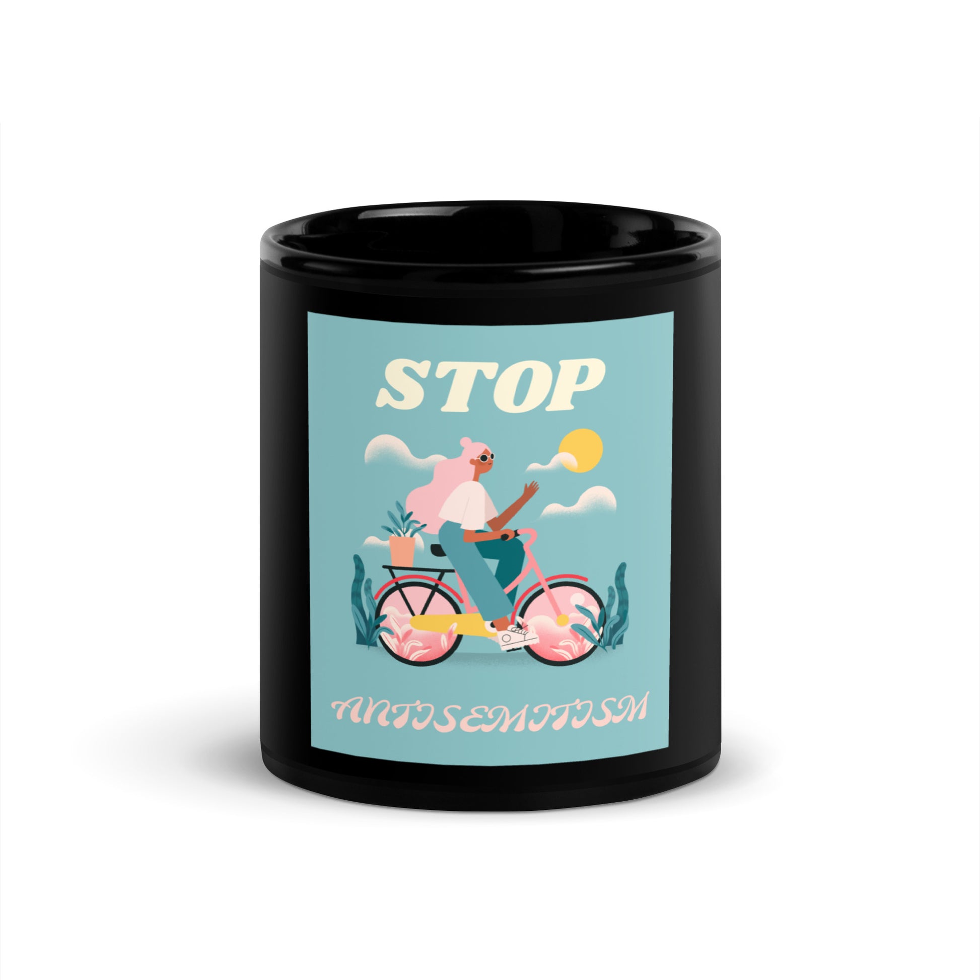 Bike Journey | Stop Antisemitism | Black Glossy Mug