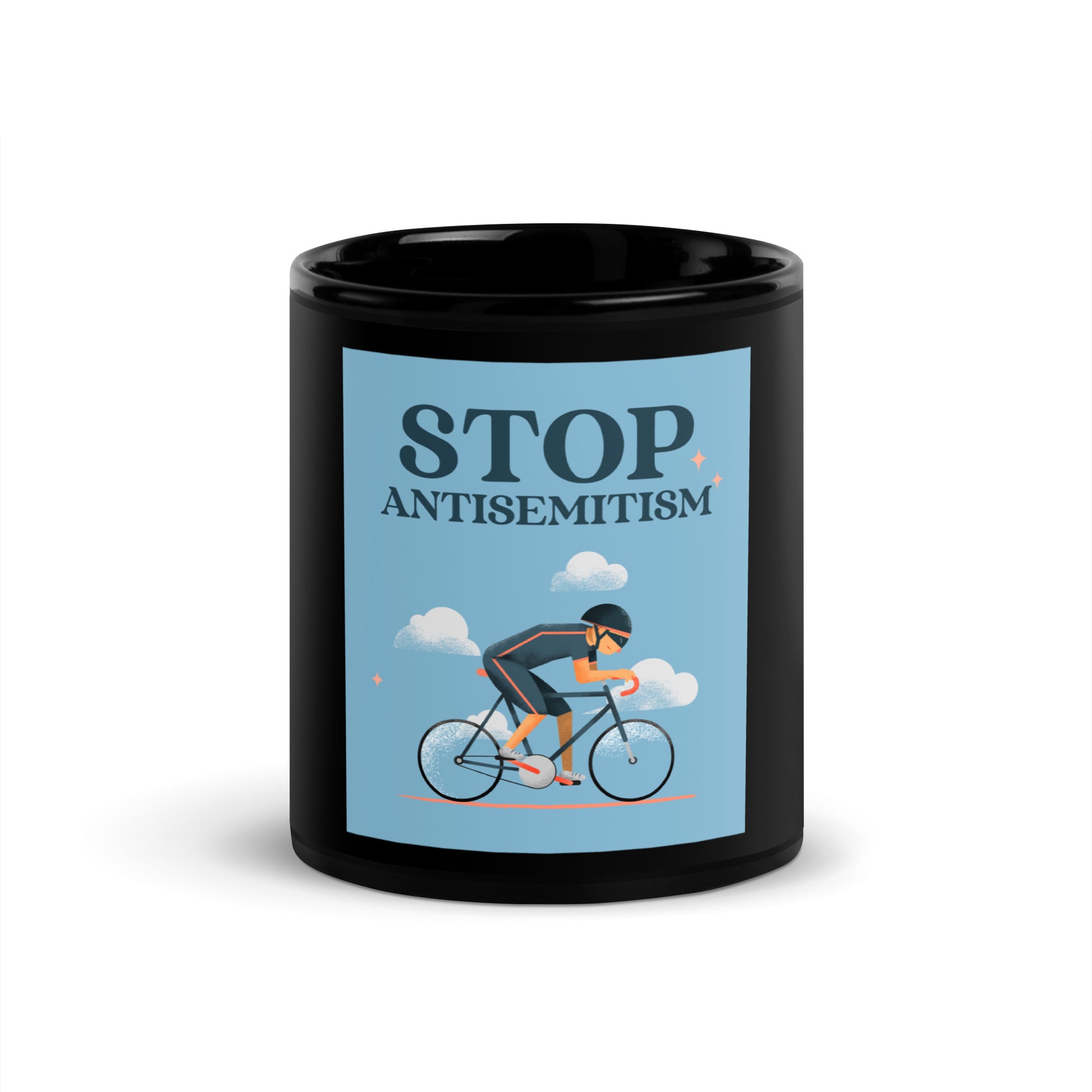 Bike Journey | Stop Antisemitism | Black Glossy Mug