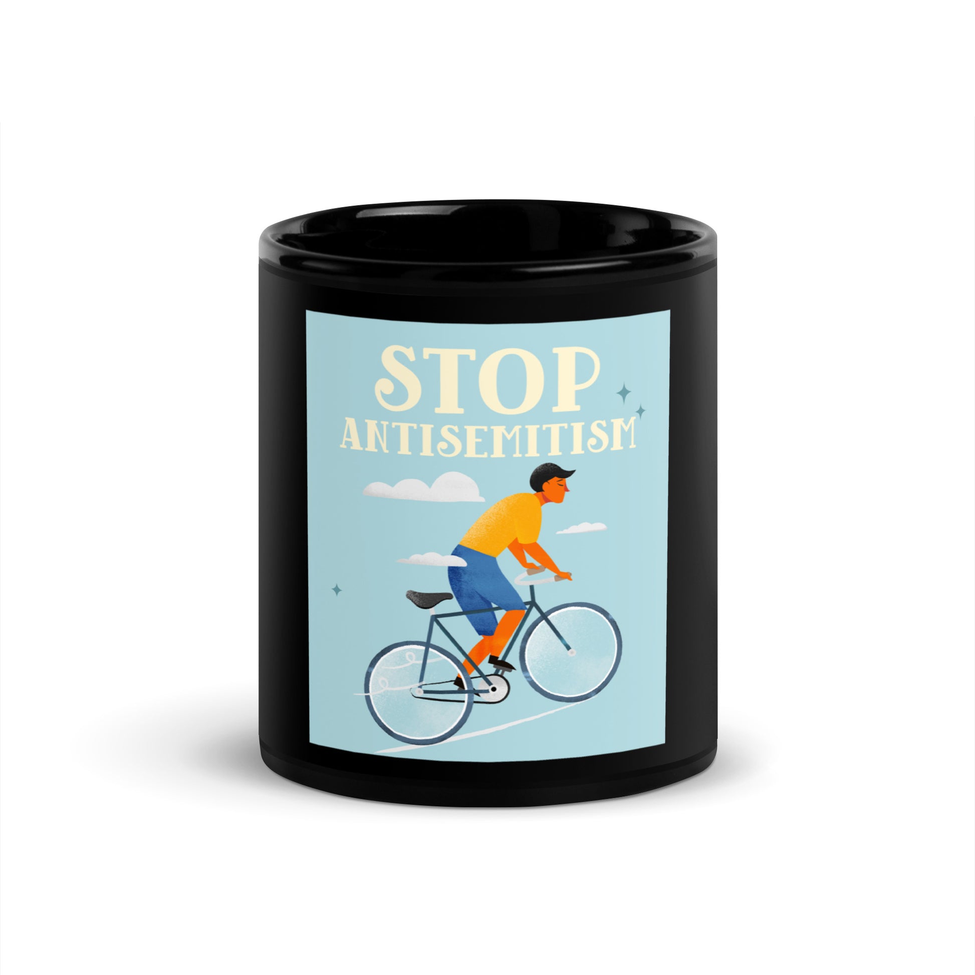 Bike Journey | Stop Antisemitism | Black Glossy Mug