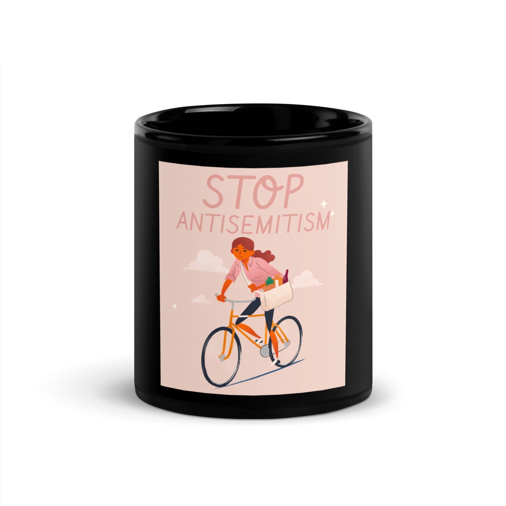 Bike Journey | Stop Antisemitism | Black Glossy Mug