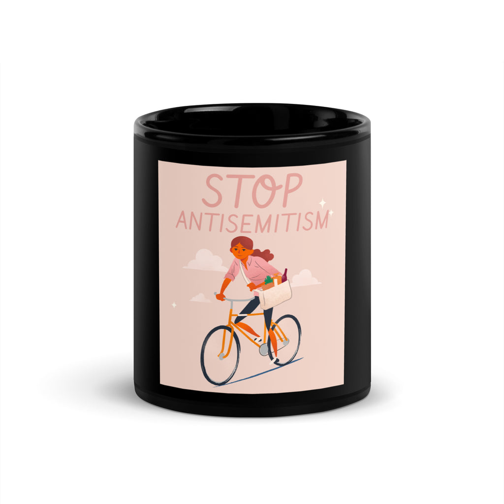 Bike Journey | Stop Antisemitism | Black Glossy Mug