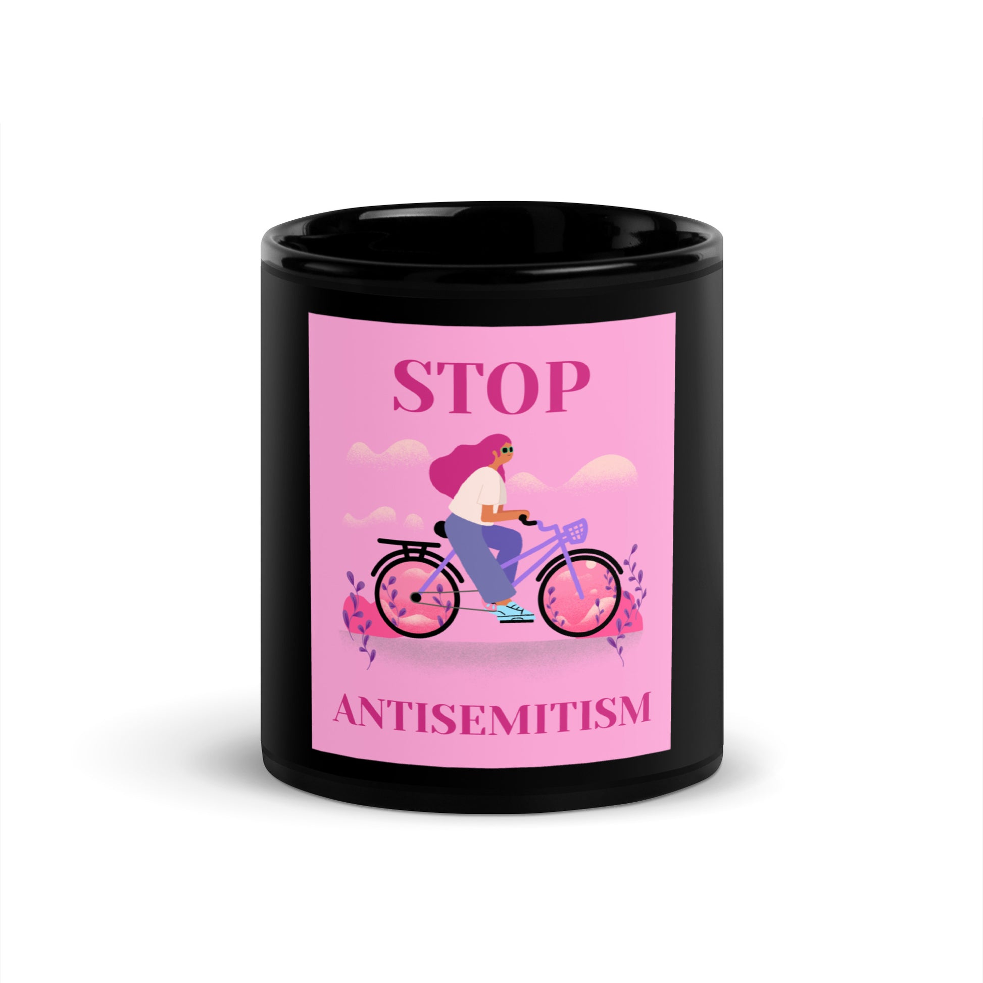 Bike Journey | Stop Antisemitism | Black Glossy Mug