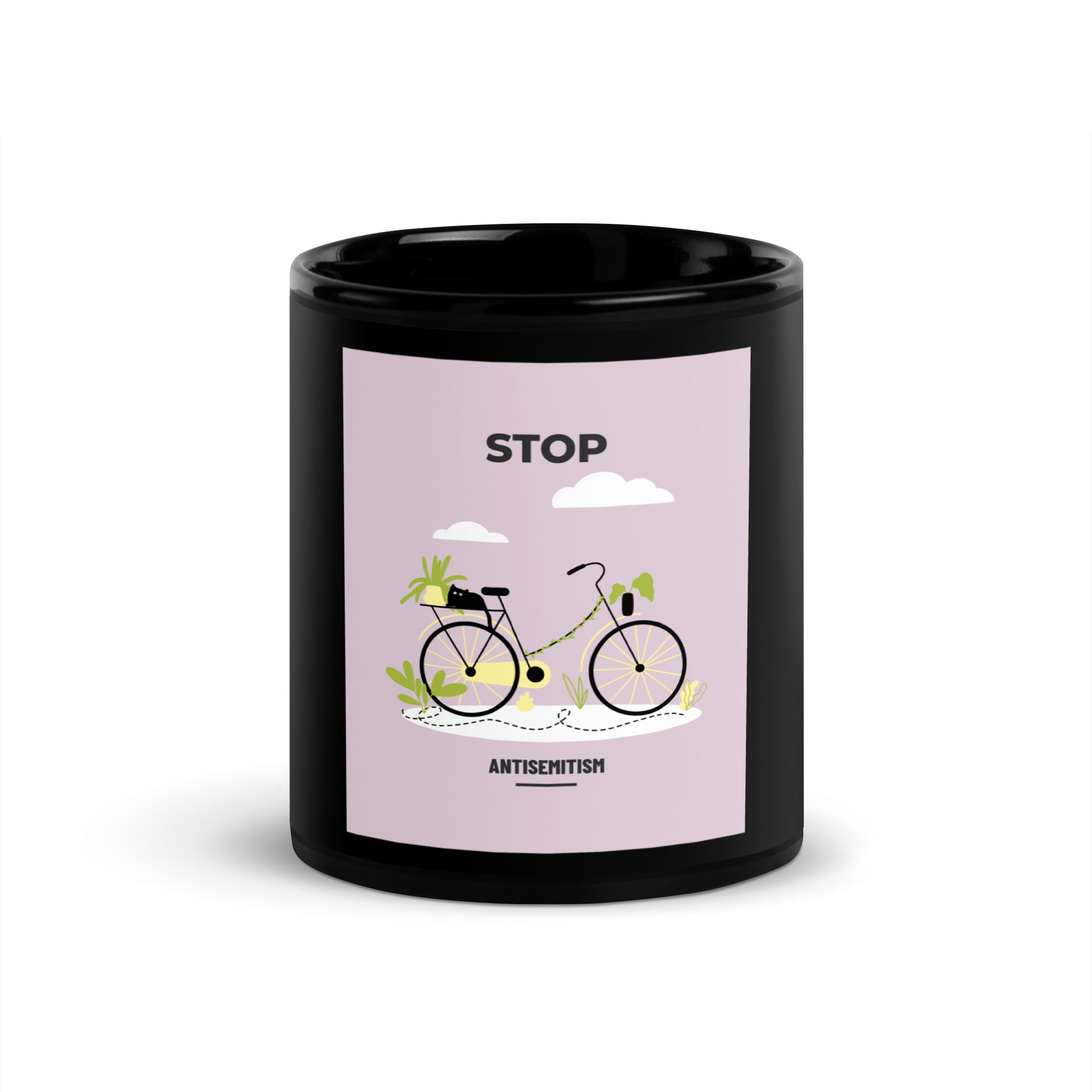 Bike Journey | Stop Antisemitism | Black Glossy Mug