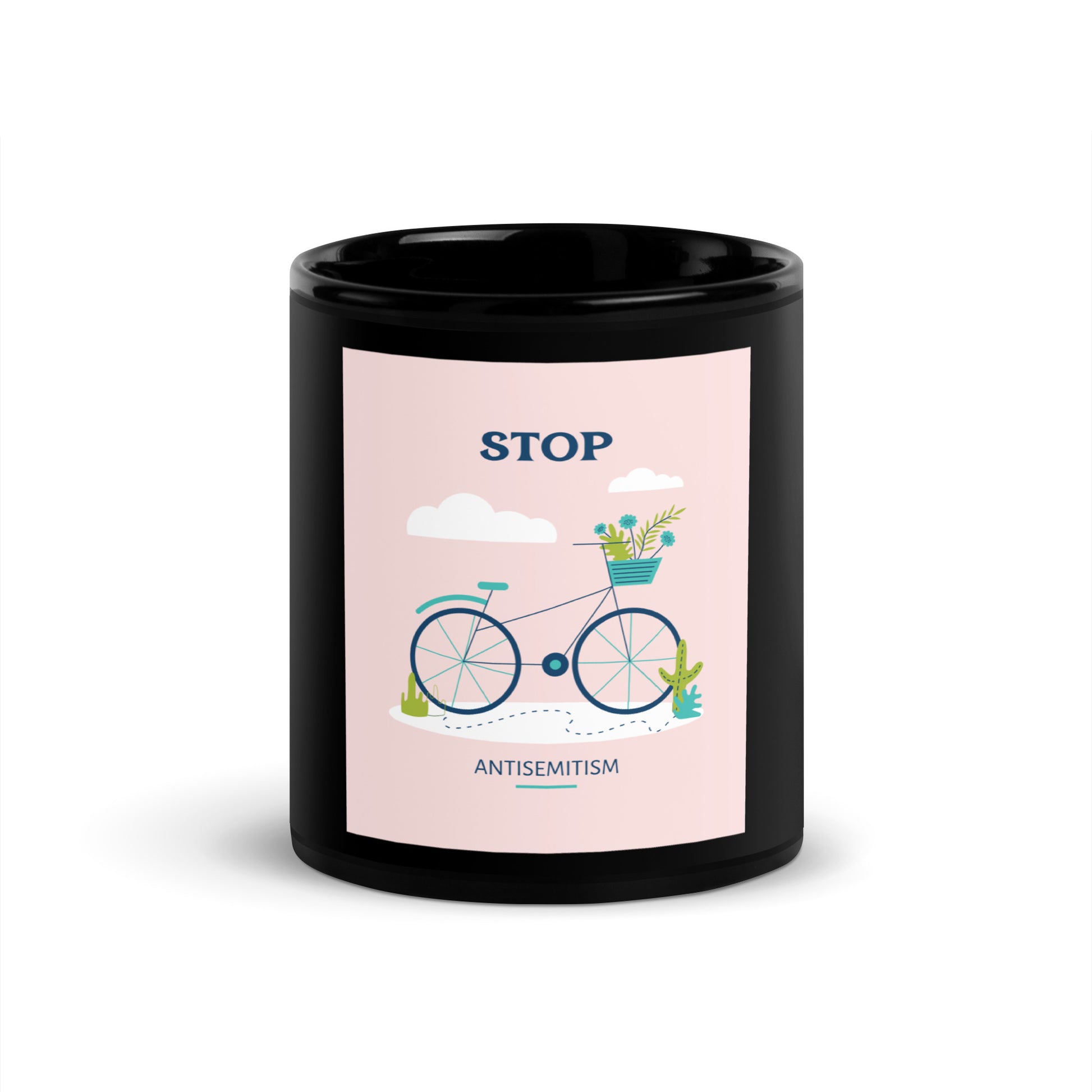 Bike Journey | Stop Antisemitism | Black Glossy Mug