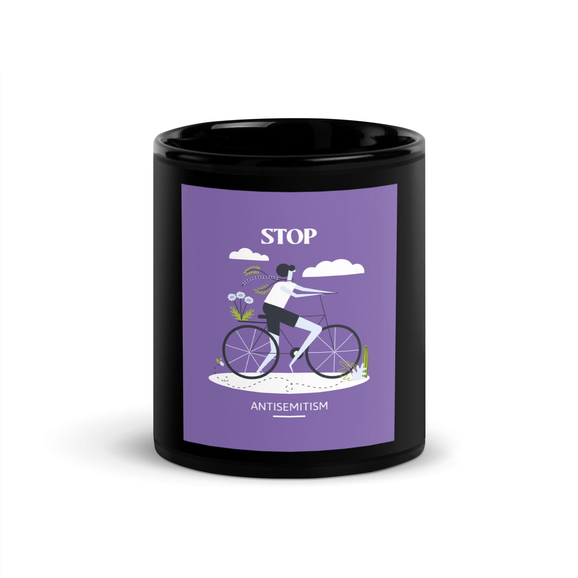 Bike Journey | Stop Antisemitism | Black Glossy Mug