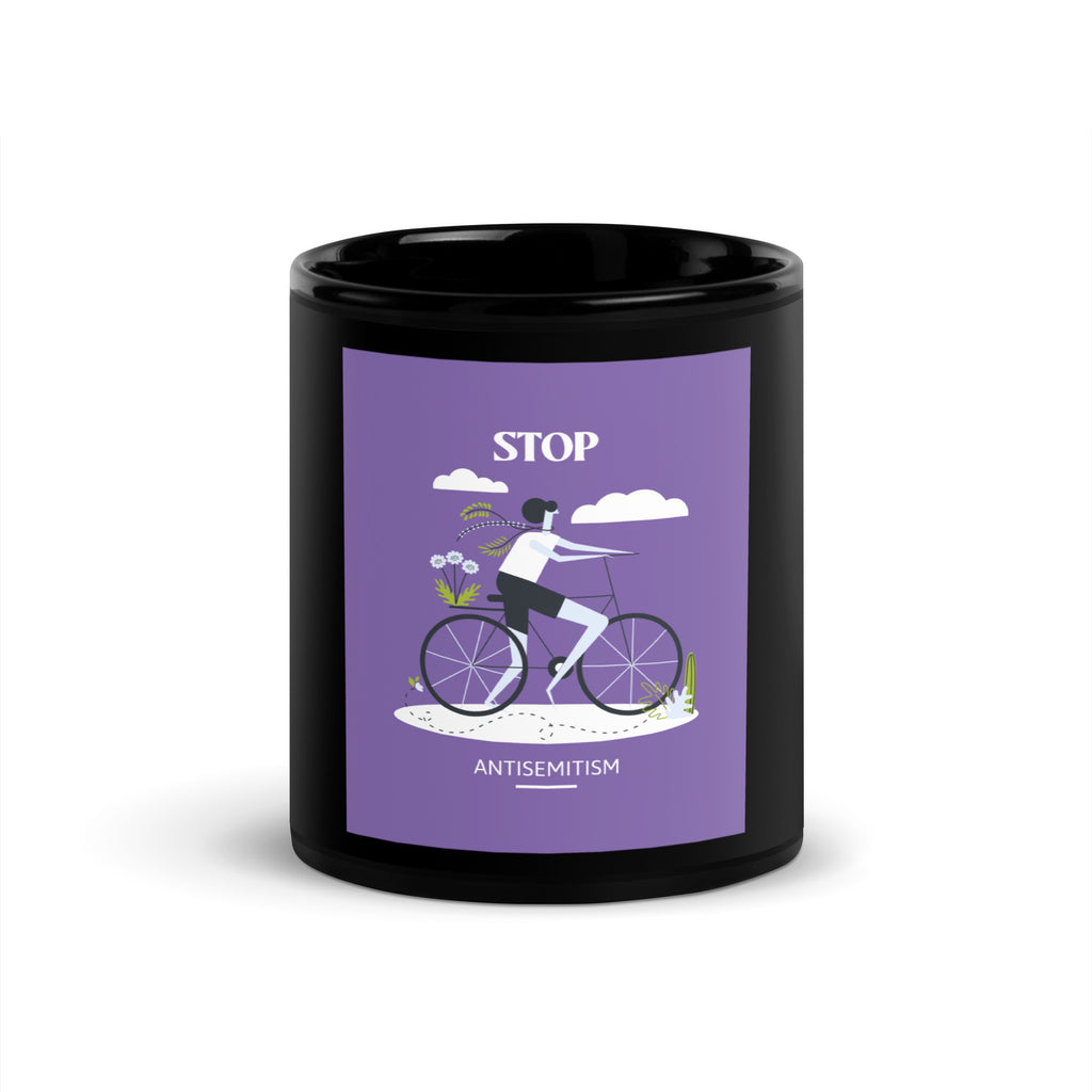 Bike Journey | Stop Antisemitism | Black Glossy Mug