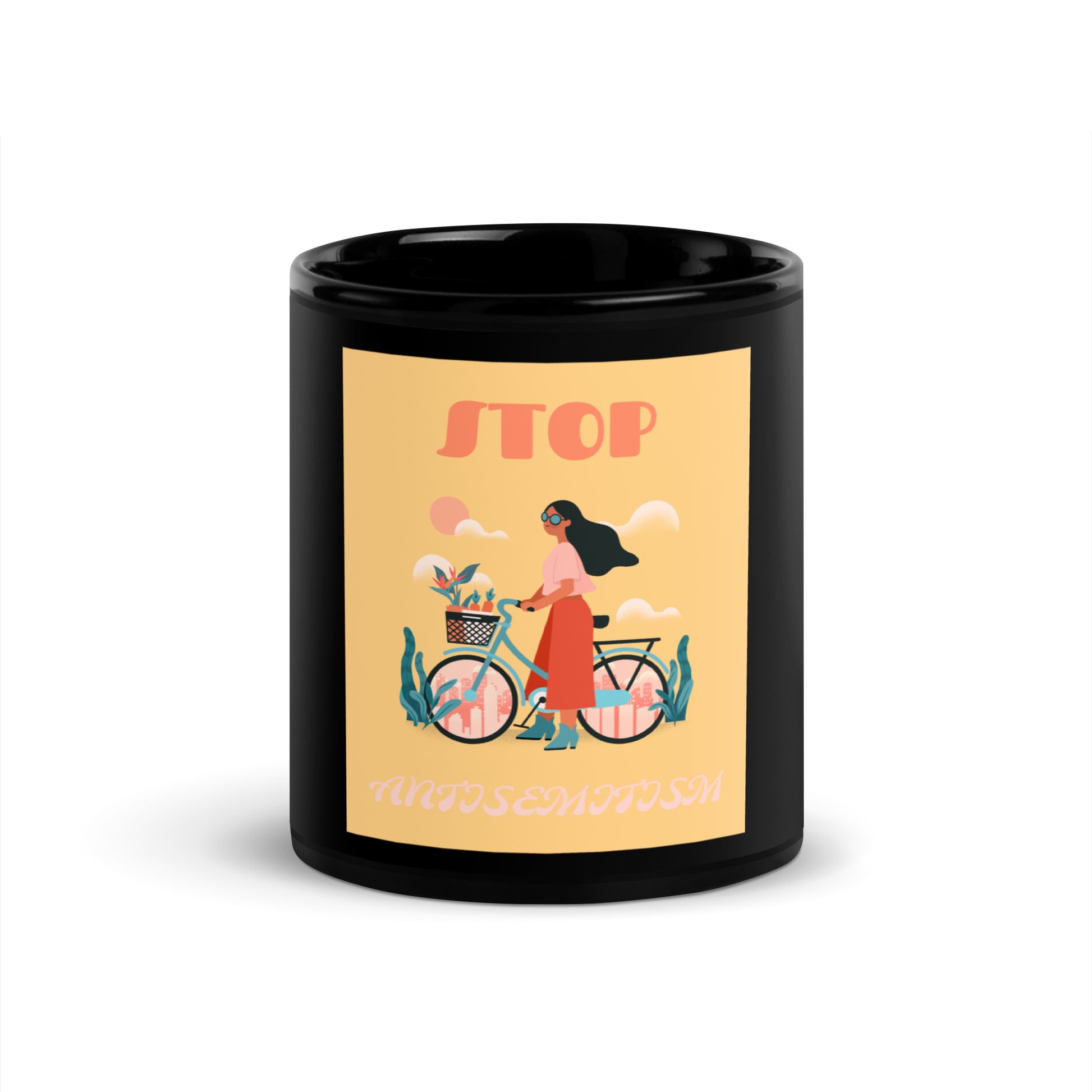 Bike Journey | Stop Antisemitism | Black Glossy Mug