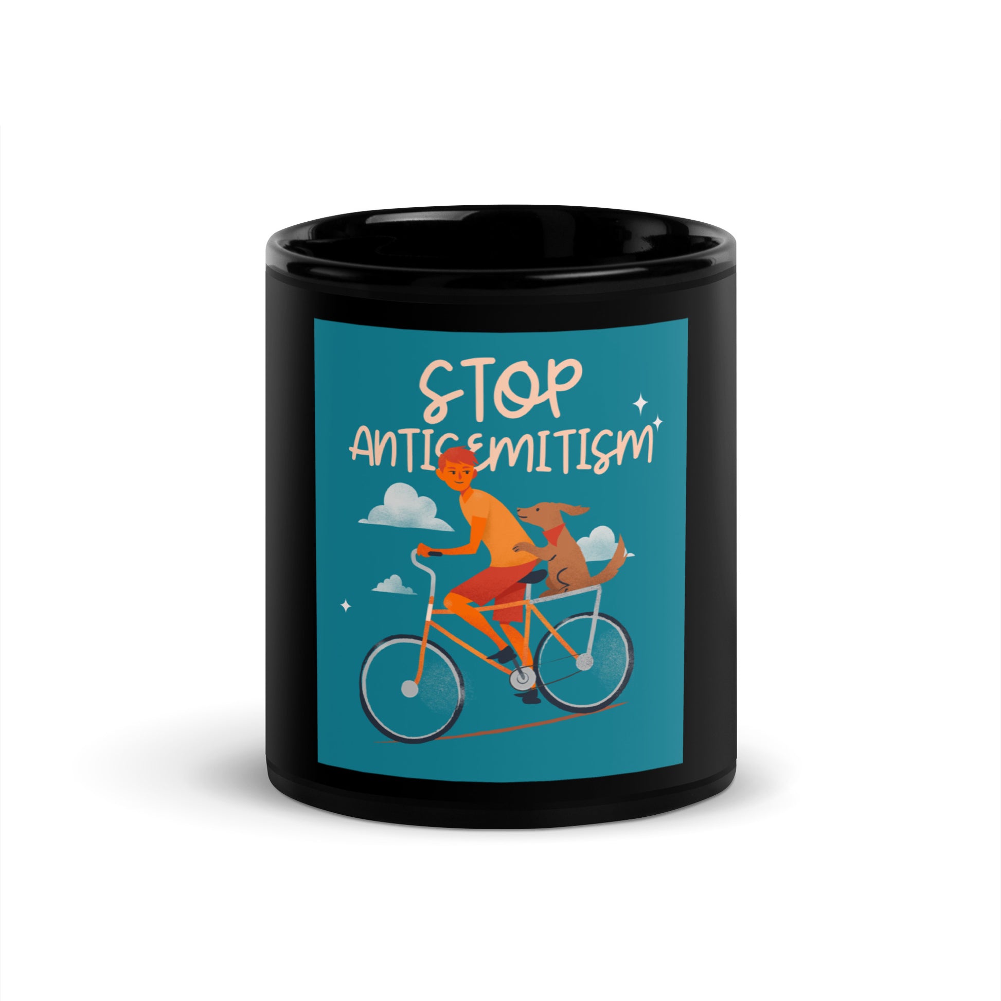 Bike Journey | Stop Antisemitism | Black Glossy Mug