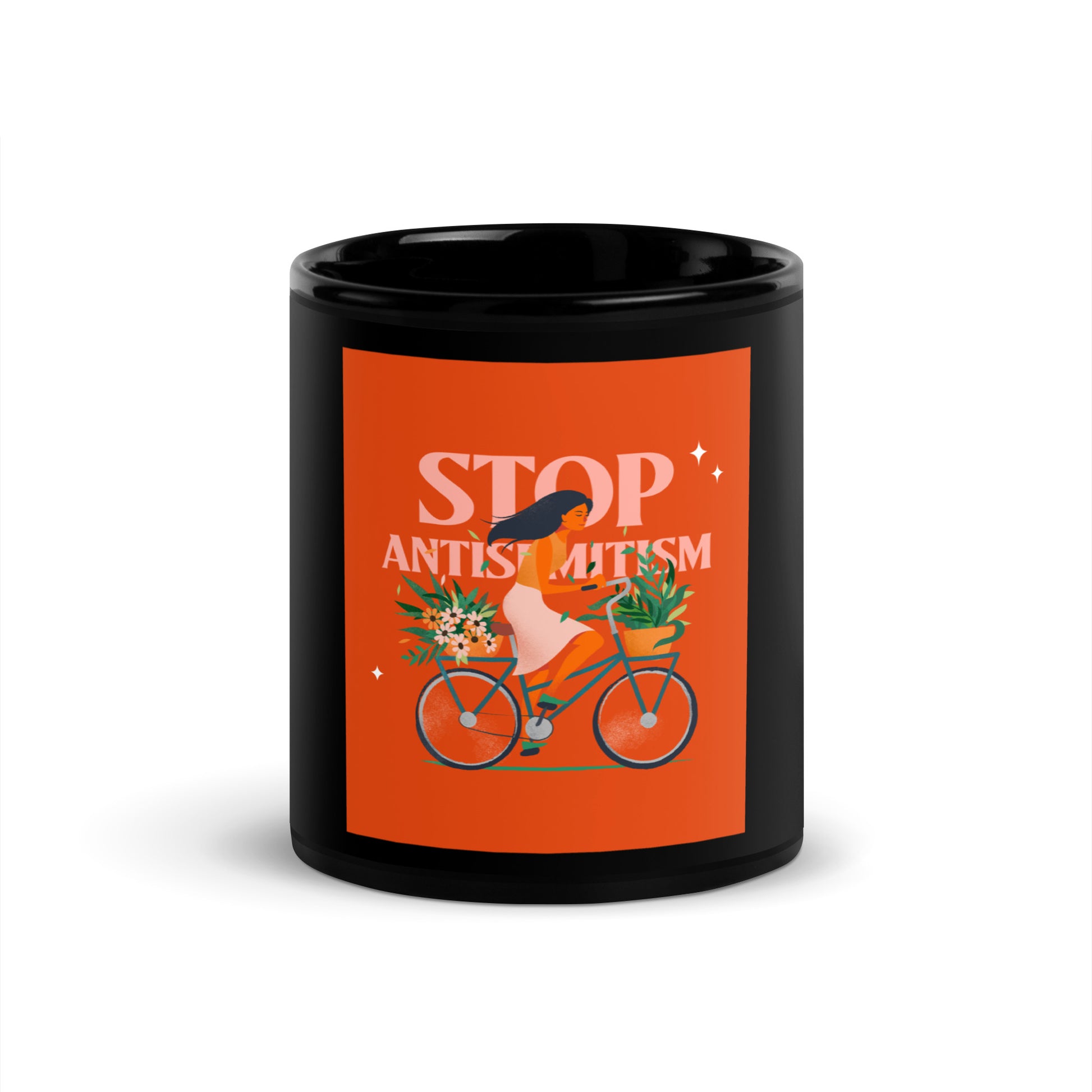 Bike Journey | Stop Antisemitism | Black Glossy Mug