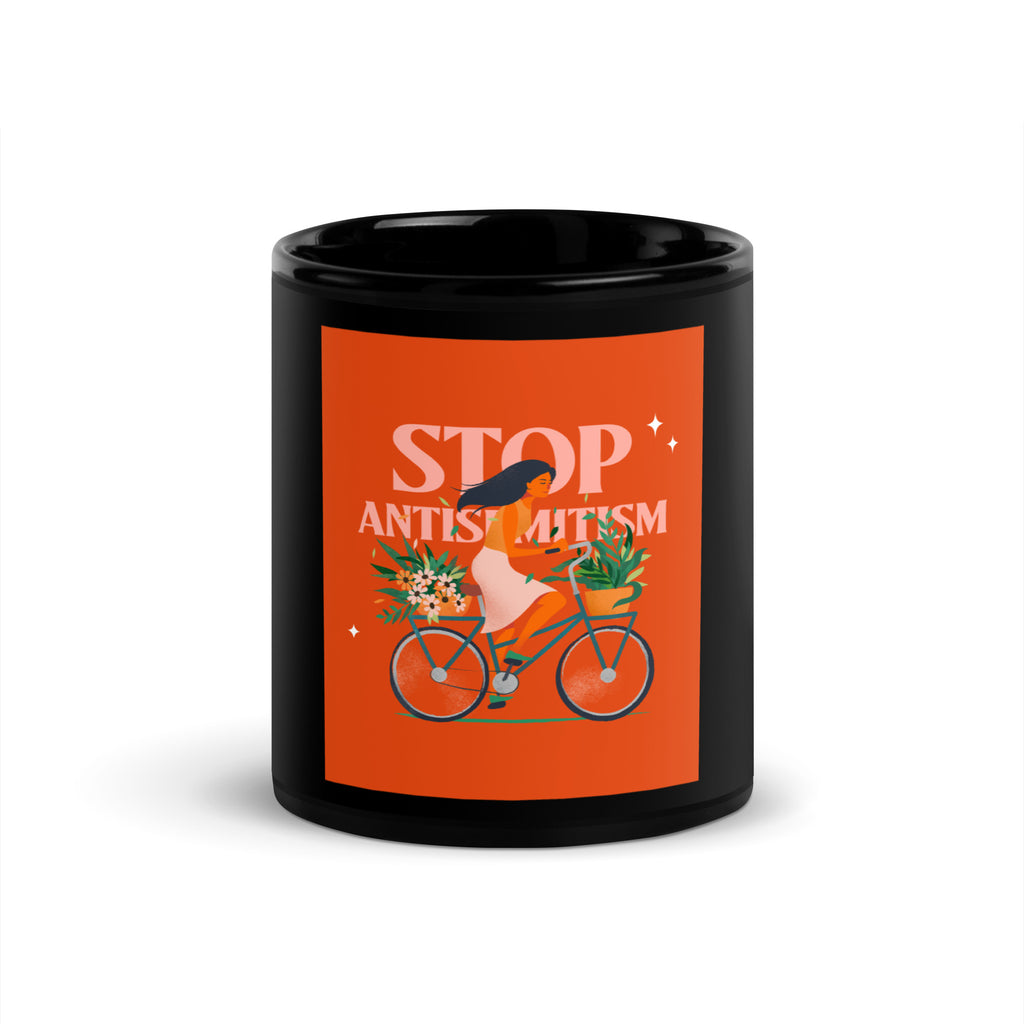 Bike Journey | Stop Antisemitism | Black Glossy Mug
