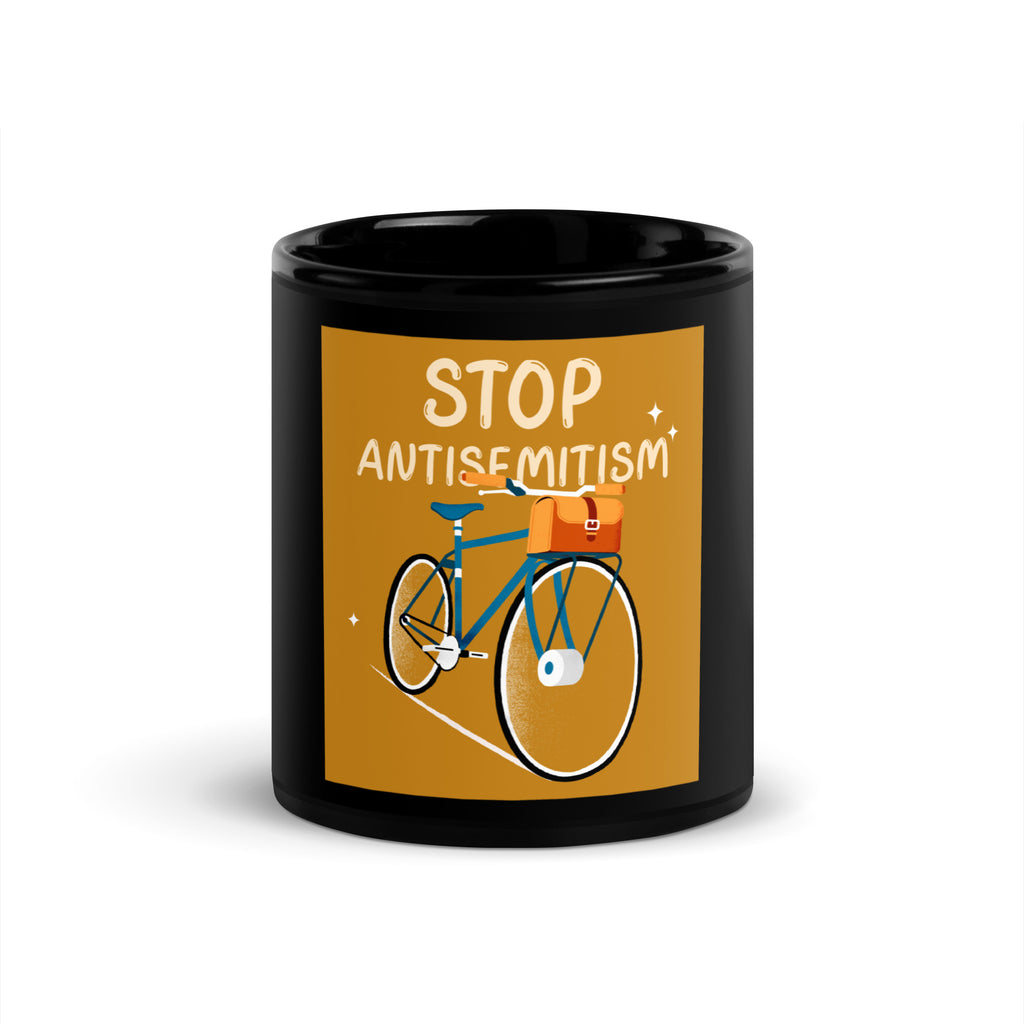 Bike Journey | Stop Antisemitism | Black Glossy Mug