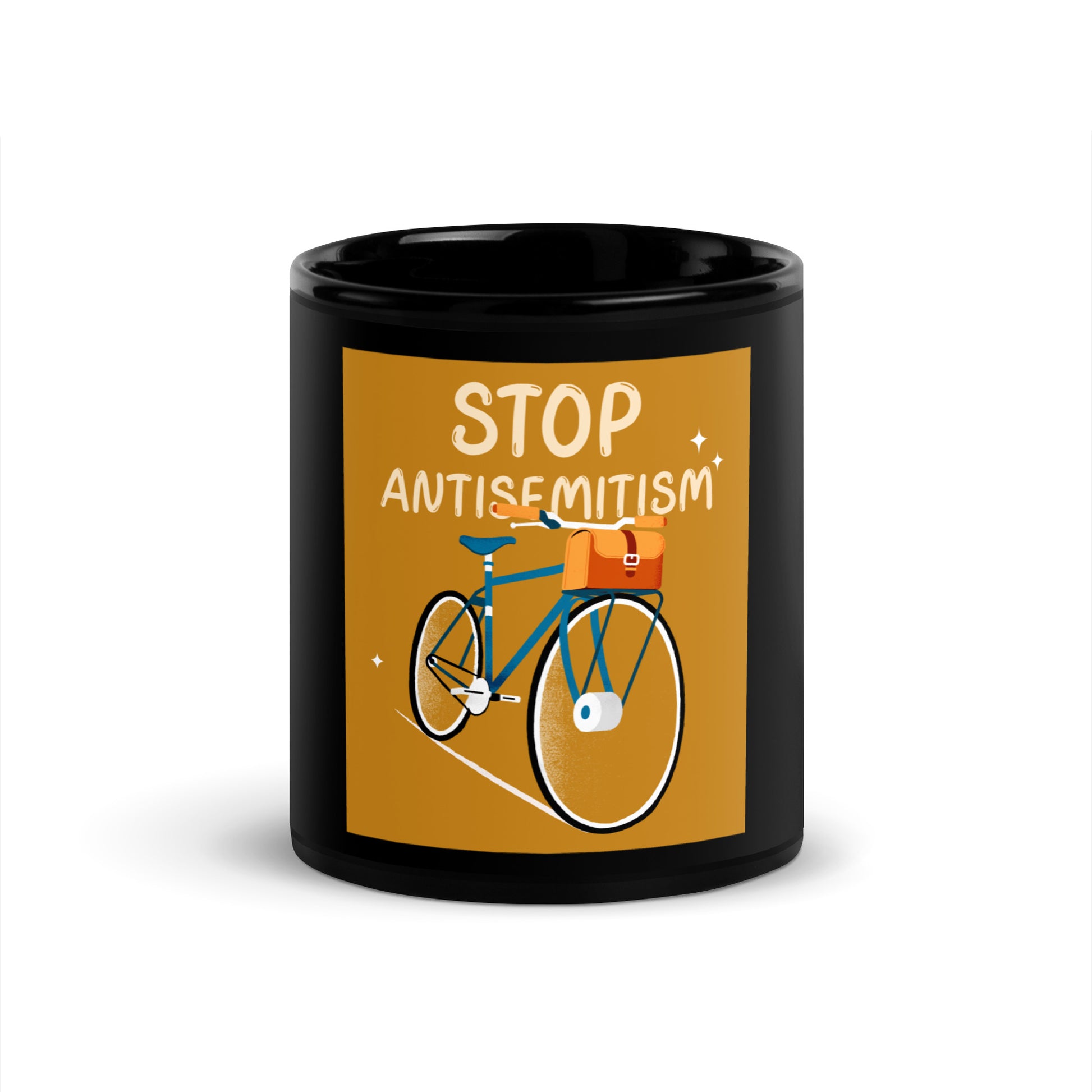Bike Journey | Stop Antisemitism | Black Glossy Mug