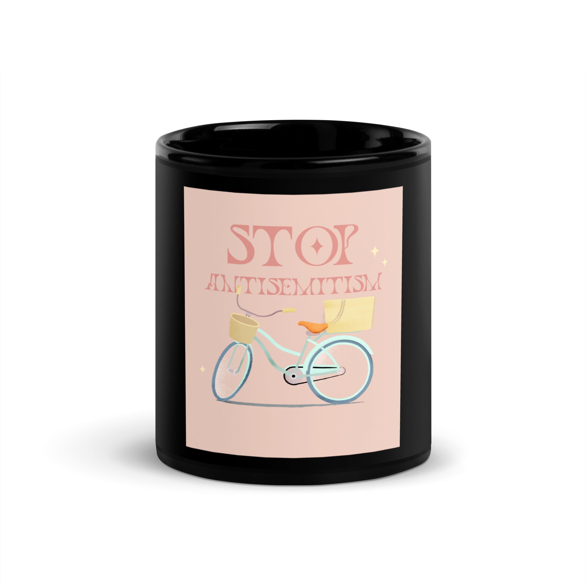 Bike Journey | Stop Antisemitism | Black Glossy Mug