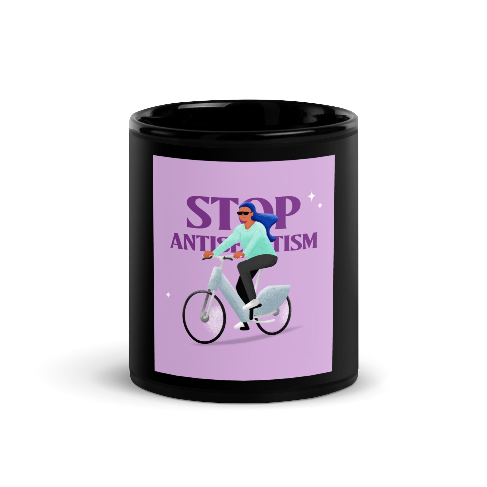 Bike Journey | Stop Antisemitism | Black Glossy Mug