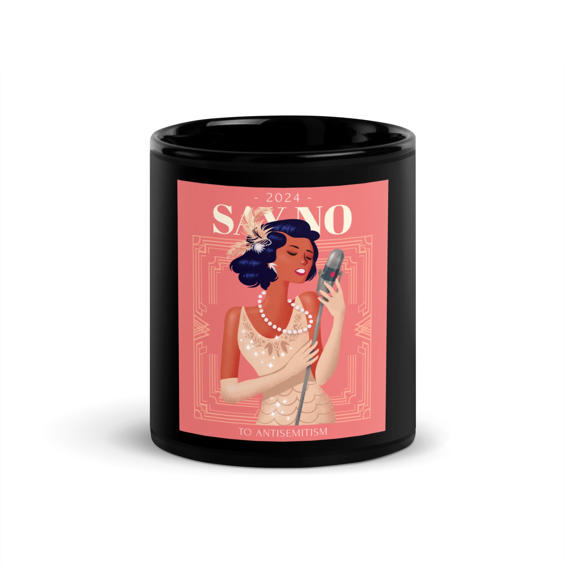 Art Deco Love Story | No Antisemitism | Black Glossy Mug