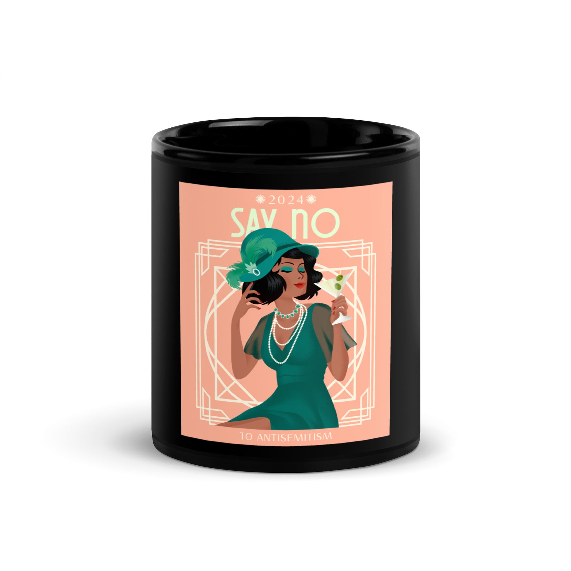 Art Deco Love Story | No Antisemitism | Black Glossy Mug