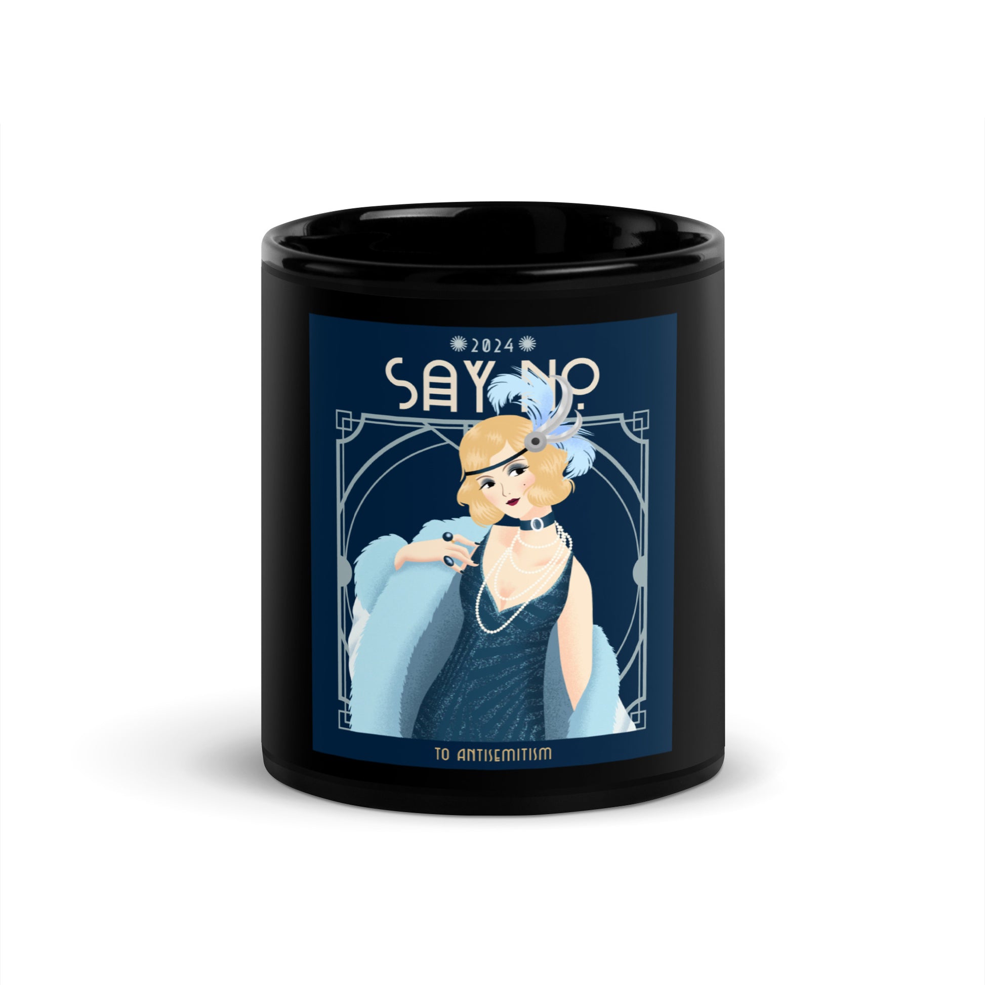 Art Deco Love Story | No Antisemitism | Black Glossy Mug