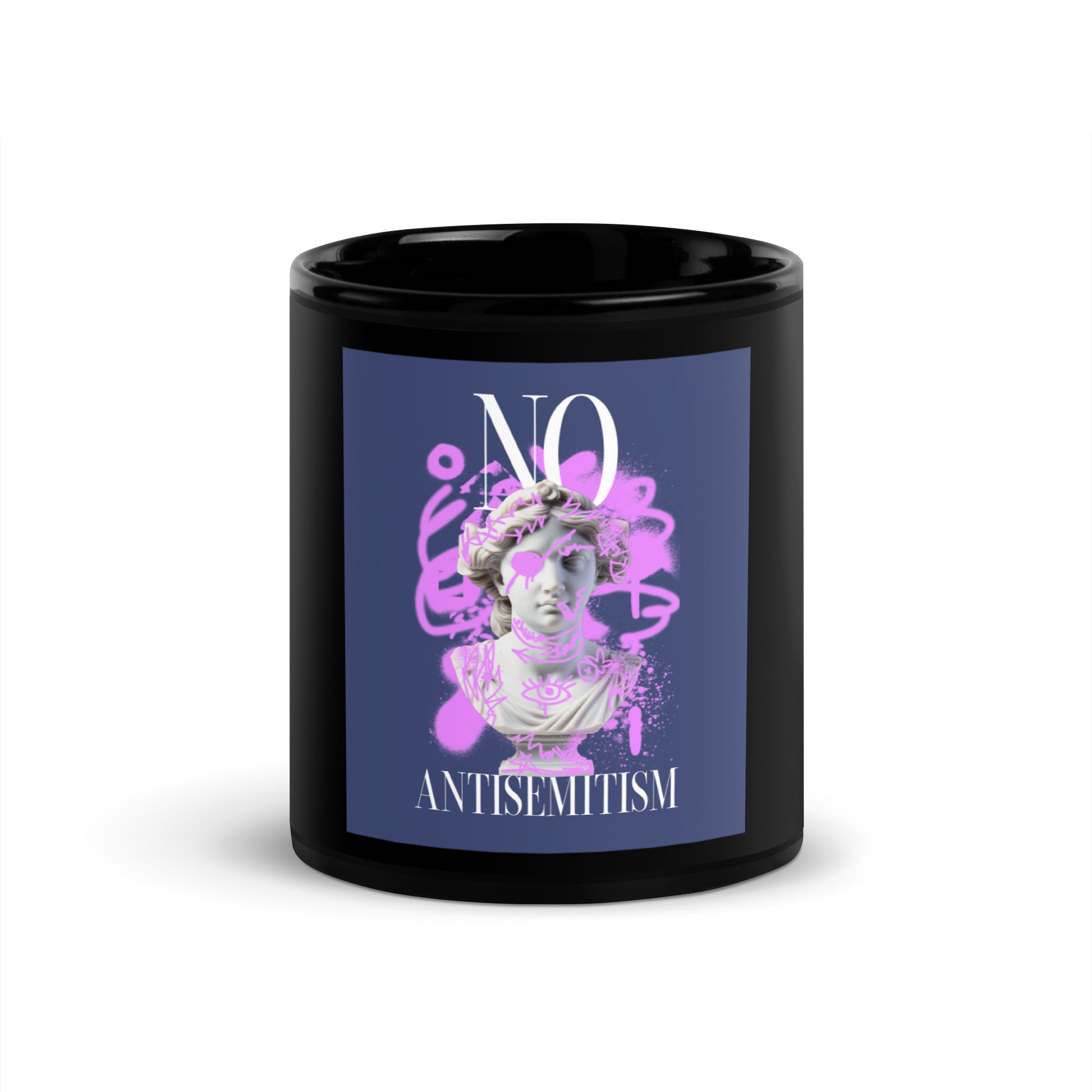 Graffiti Statue Anthem | No Antisemitism | Black Glossy Mug