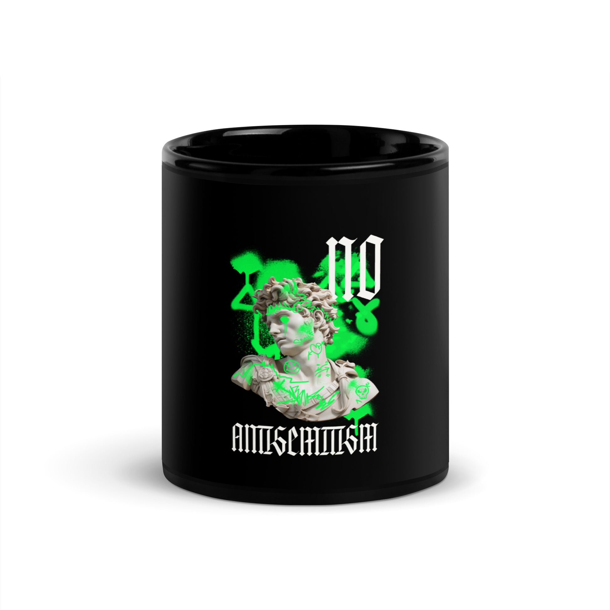 Graffiti Statue Anthem | No Antisemitism | Black Glossy Mug