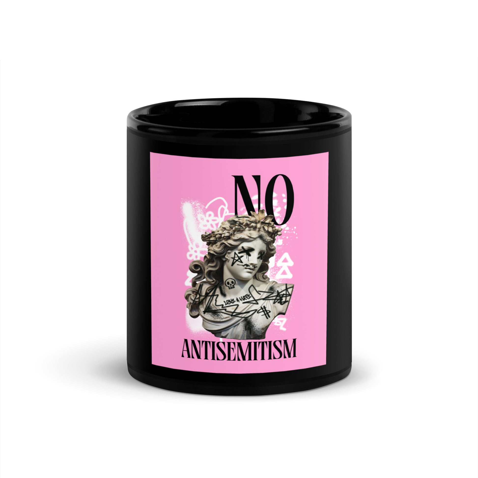 Graffiti Statue Anthem | No Antisemitism | Black Glossy Mug