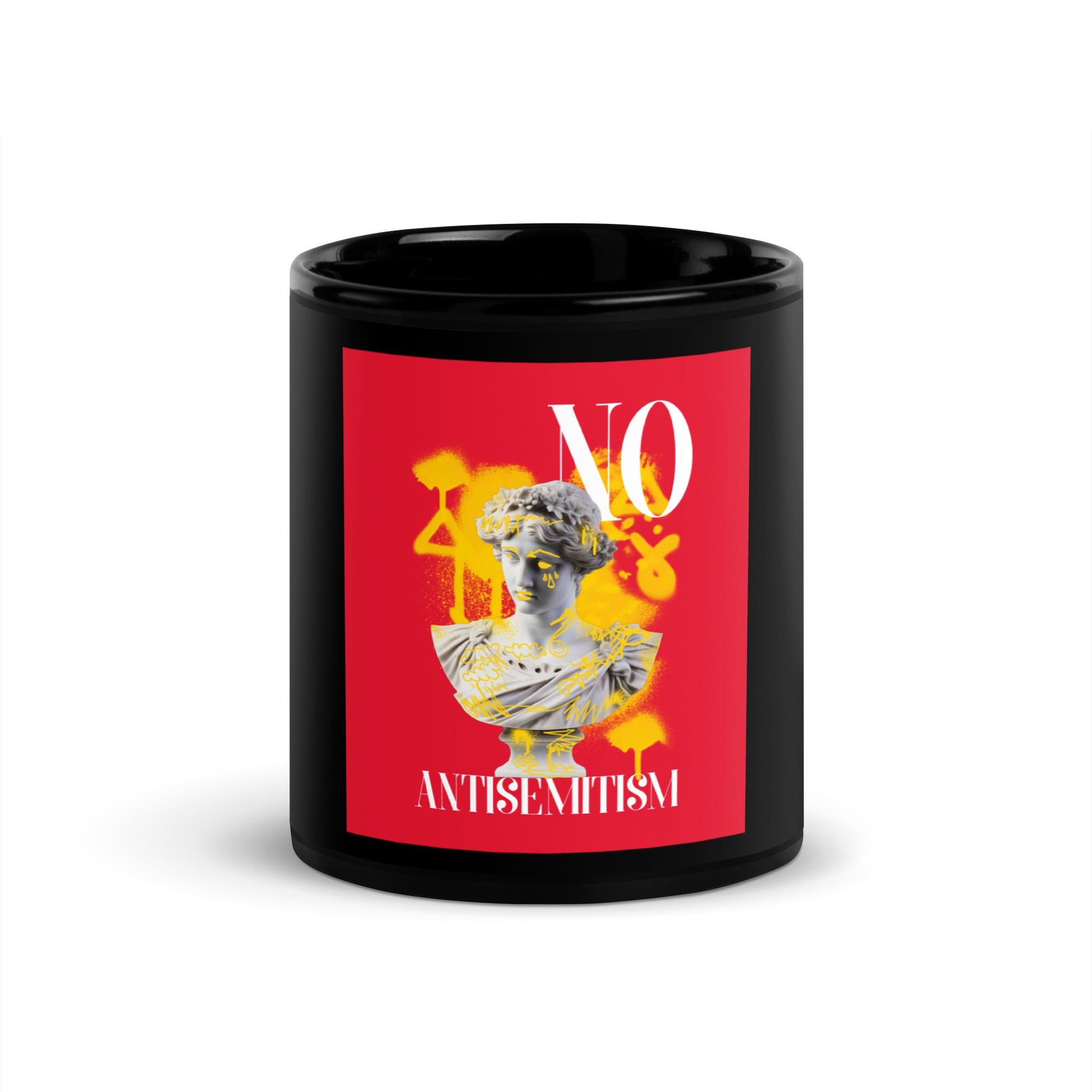 Graffiti Statue Anthem | No Antisemitism | Black Glossy Mug
