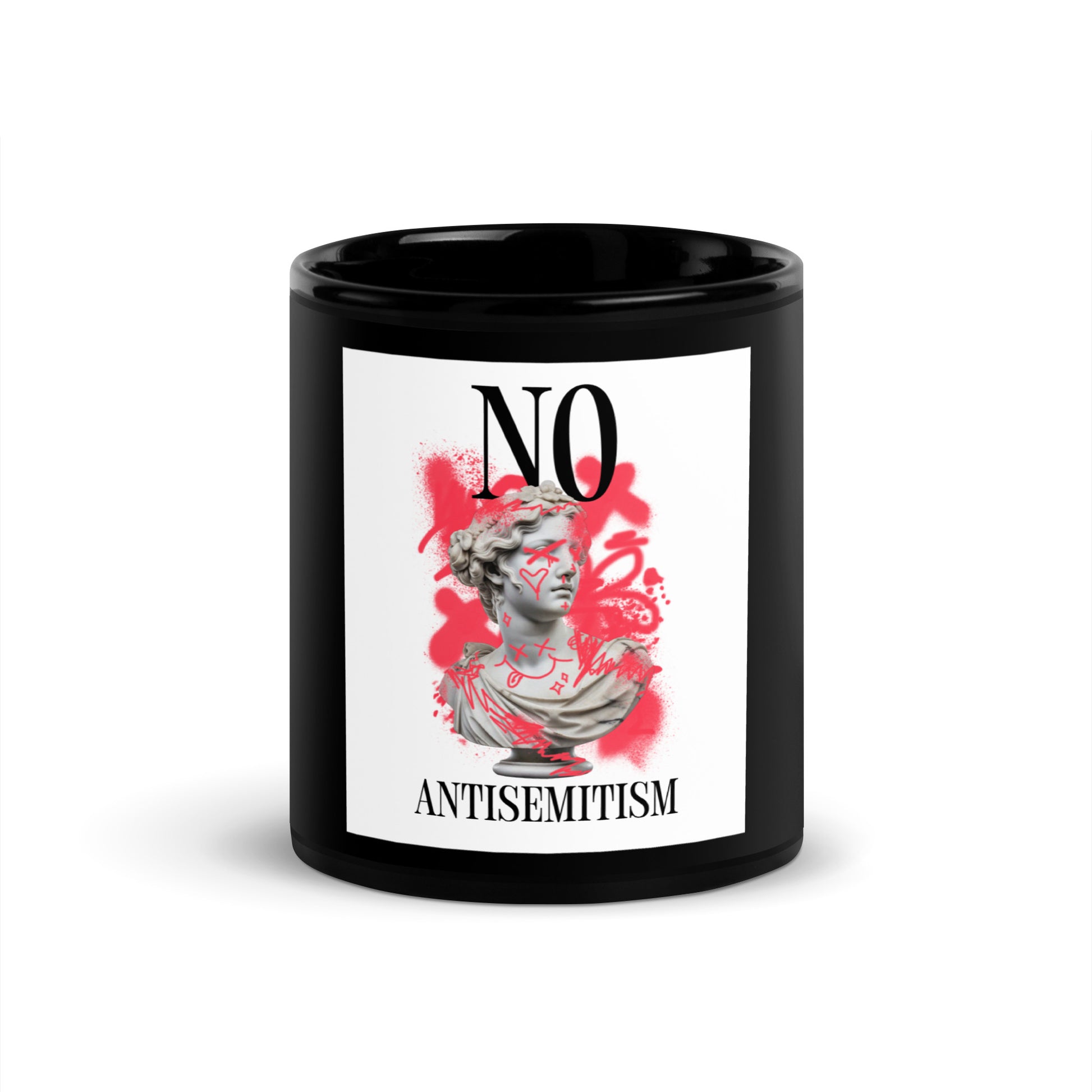 Graffiti Statue Anthem | No Antisemitism | Black Glossy Mug