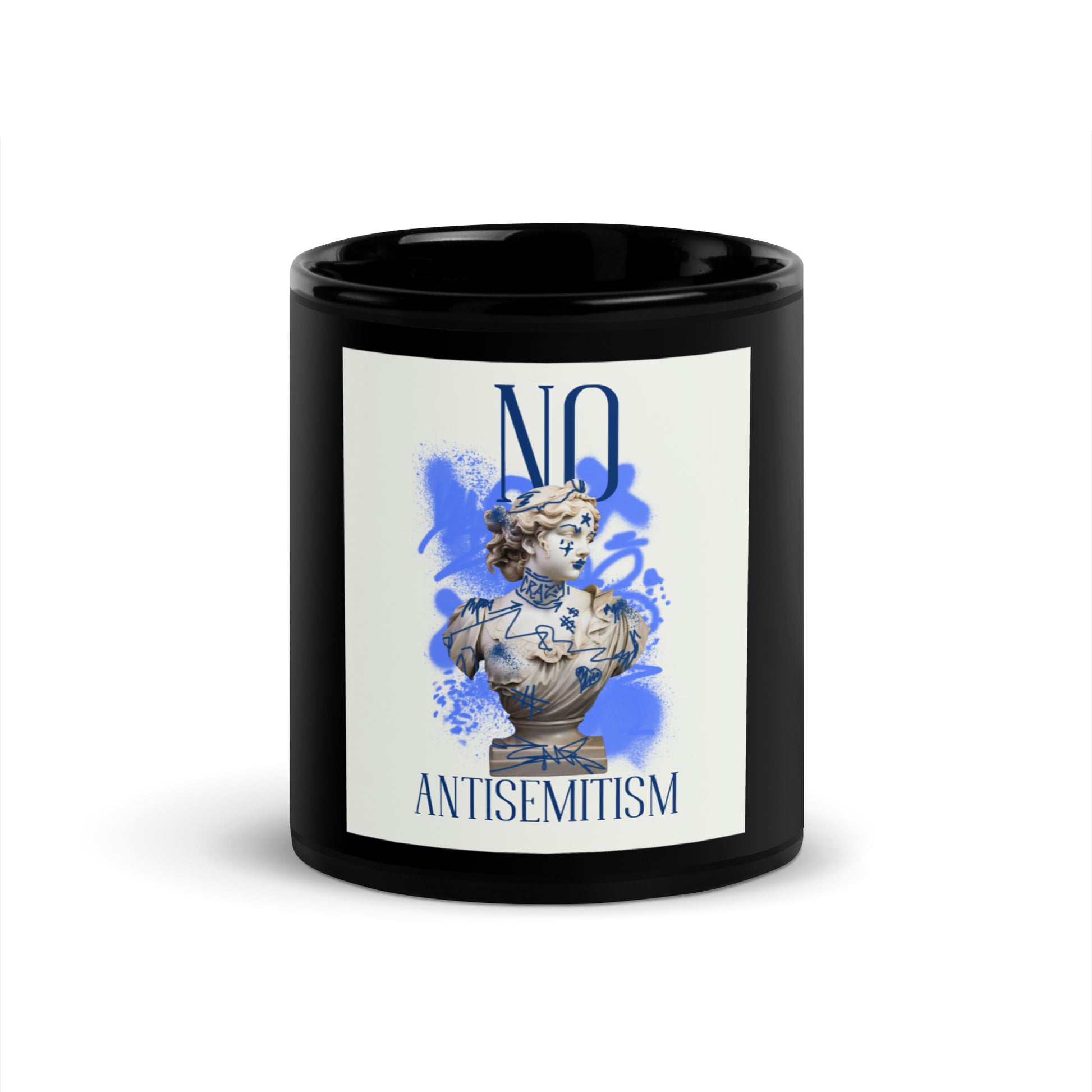 Graffiti Statue Anthem | No Antisemitism | Black Glossy Mug