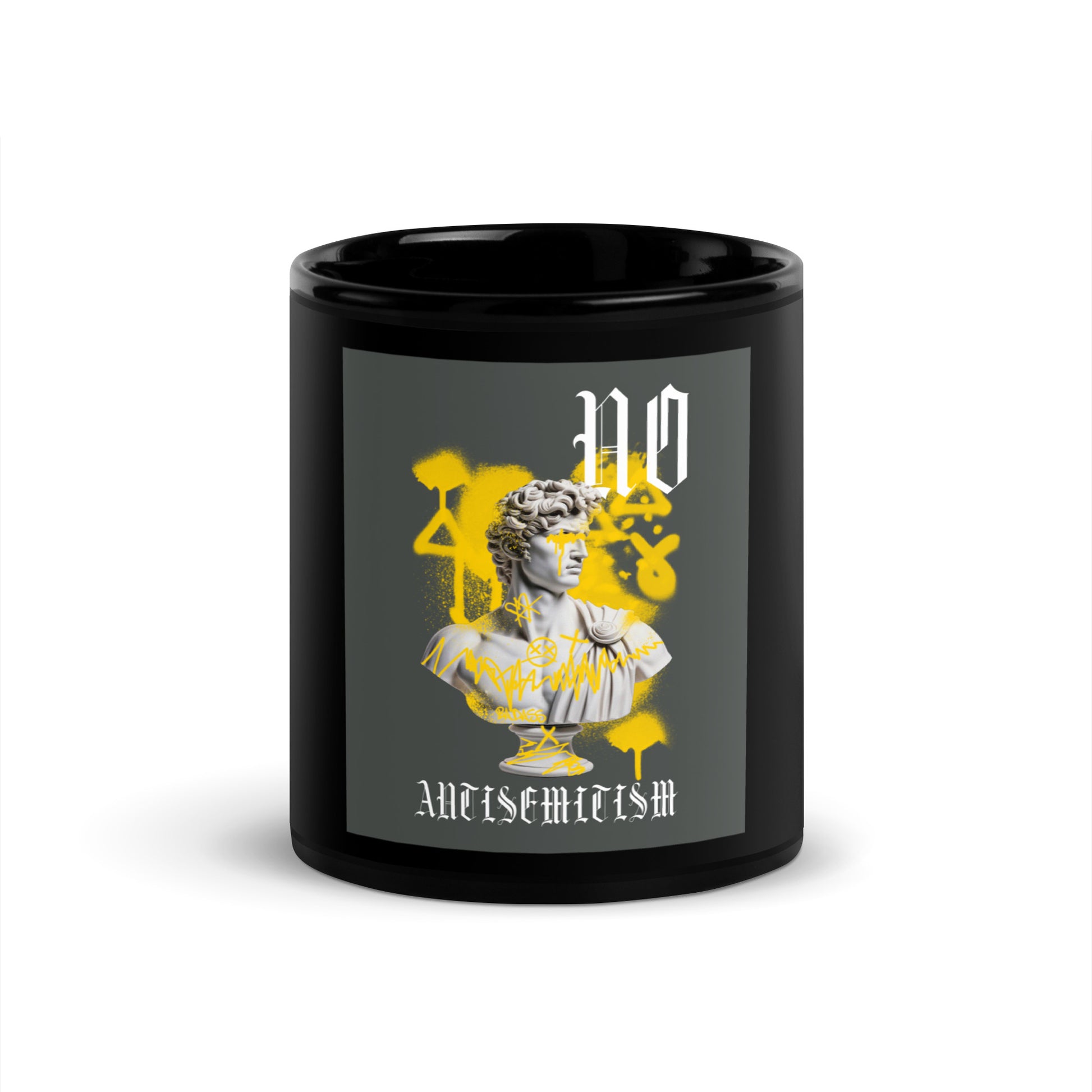 Graffiti Statue Anthem | No Antisemitism | Black Glossy Mug