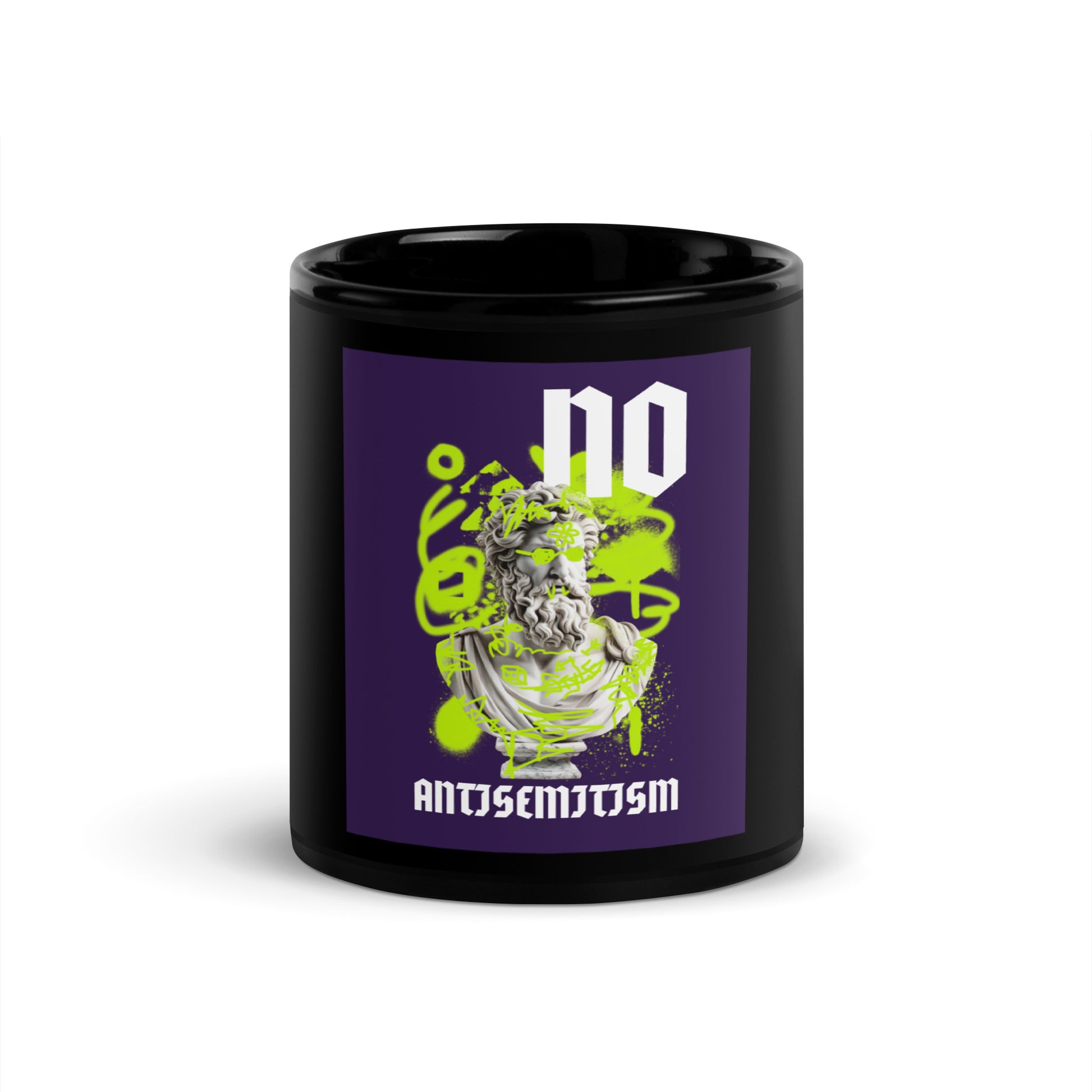 Graffiti Statue Anthem | No Antisemitism | Black Glossy Mug