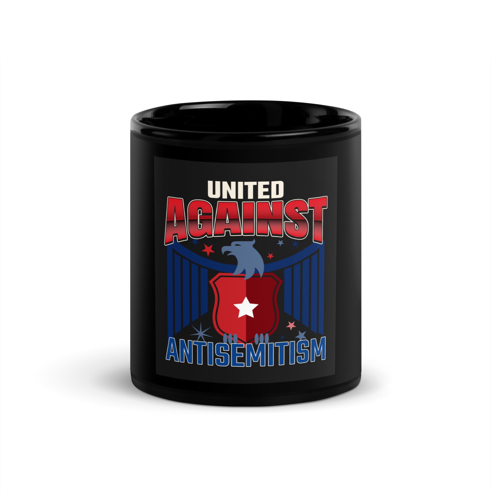 USA Edition | United Against Antisemitism | Black Glossy Mug