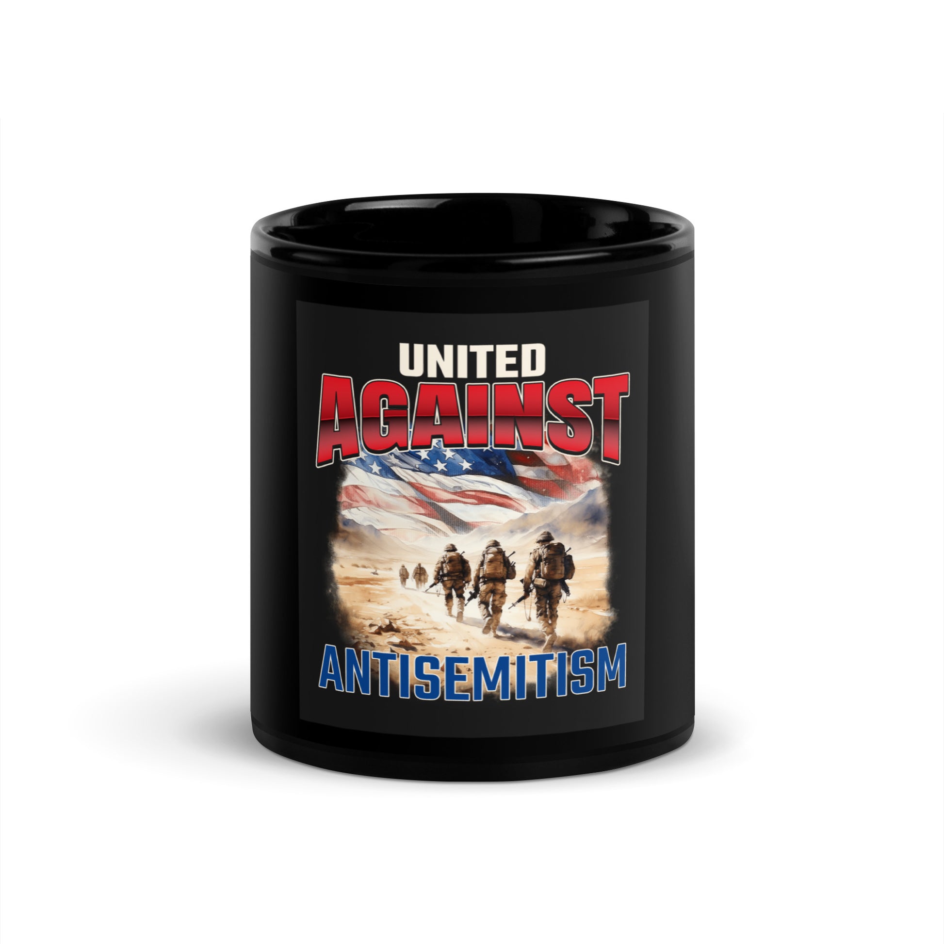 USA Edition | United Against Antisemitism | Black Glossy Mug