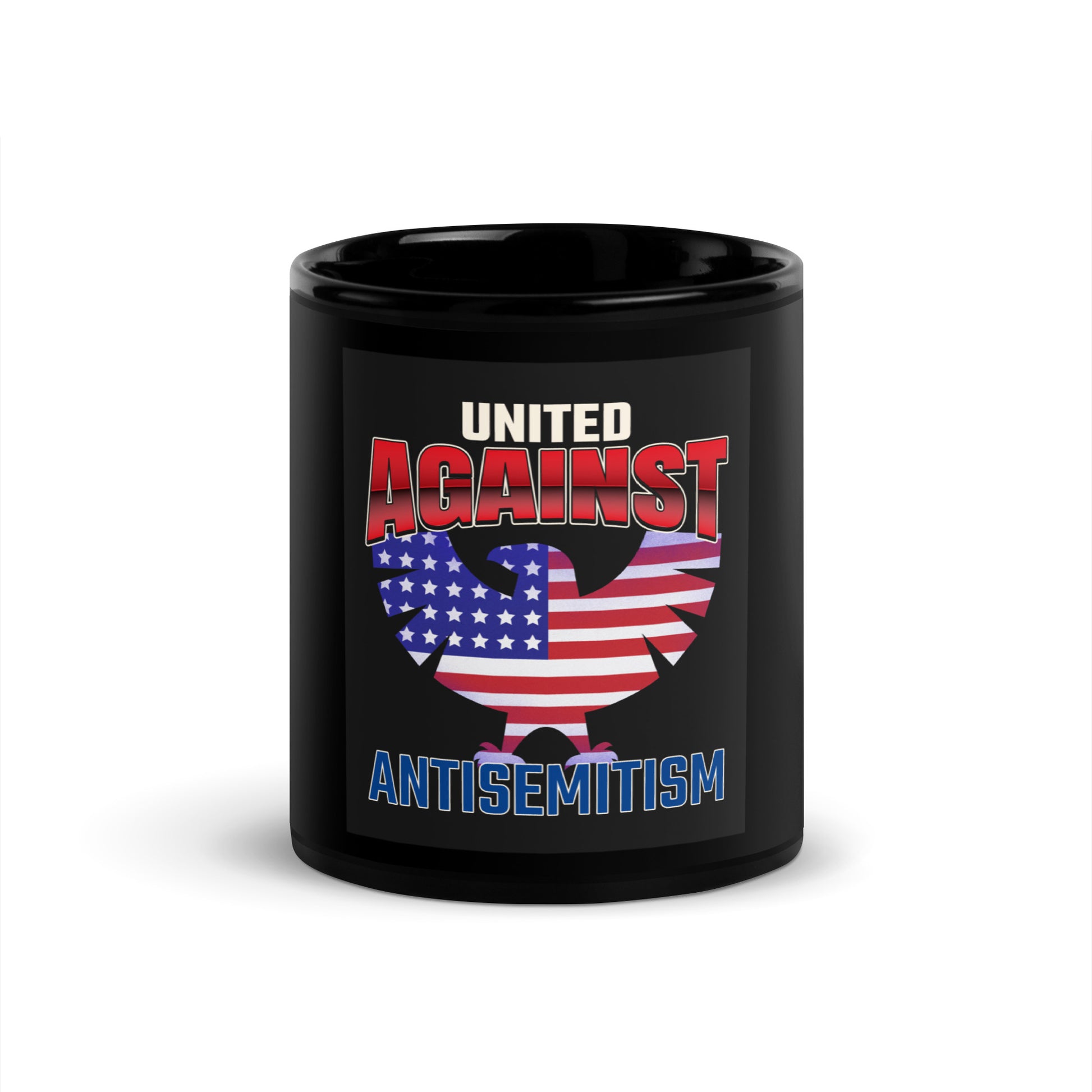 USA Edition | United Against Antisemitism | Black Glossy Mug