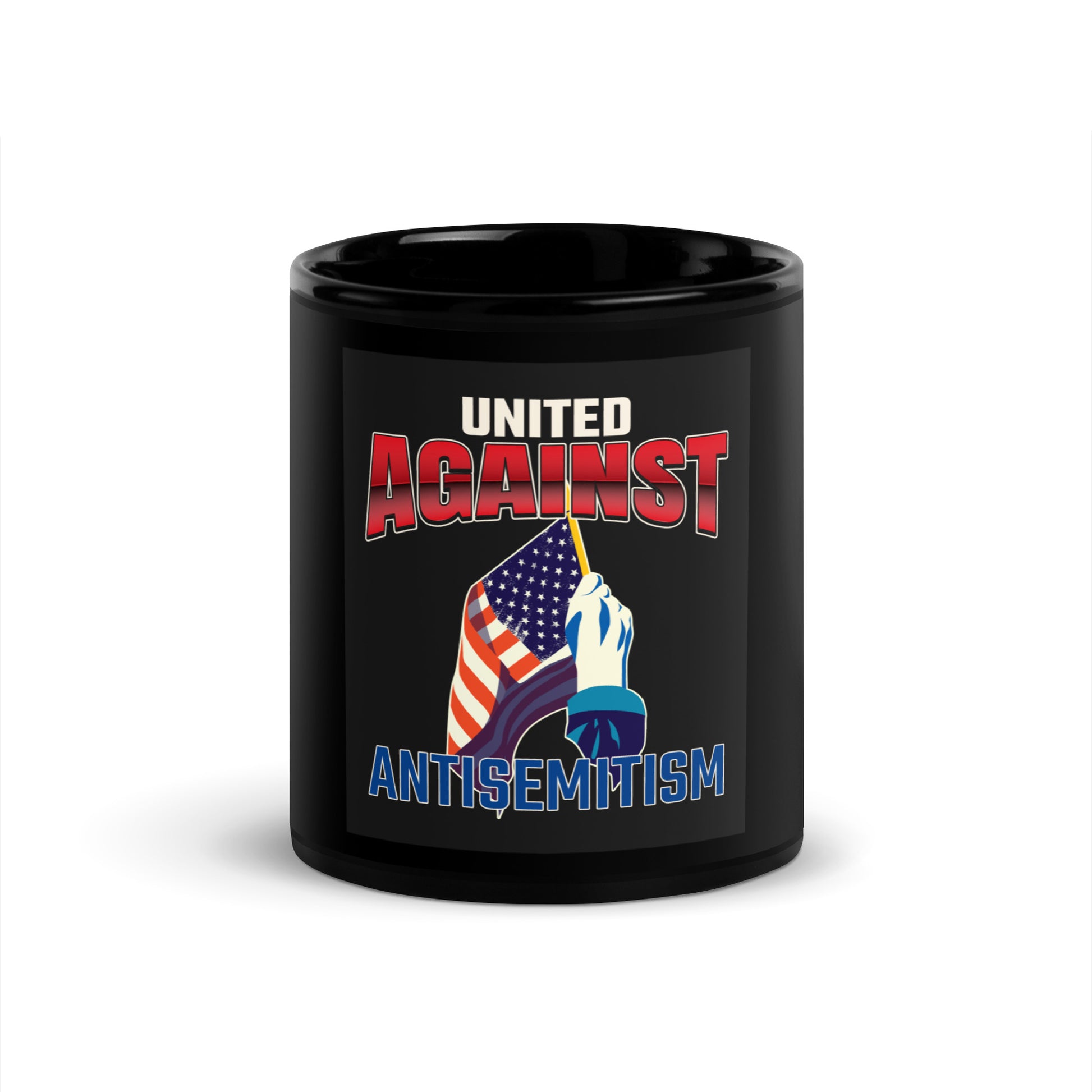 USA Edition | United Against Antisemitism | Black Glossy Mug