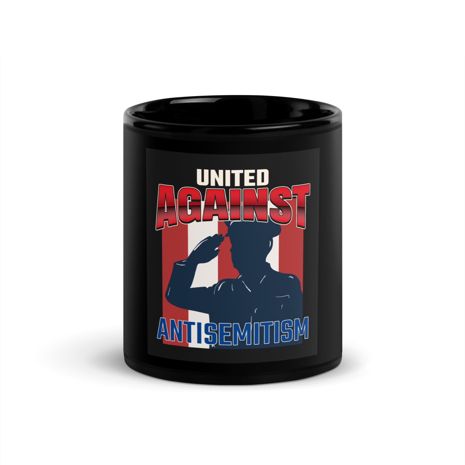 USA Edition | United Against Antisemitism | Black Glossy Mug