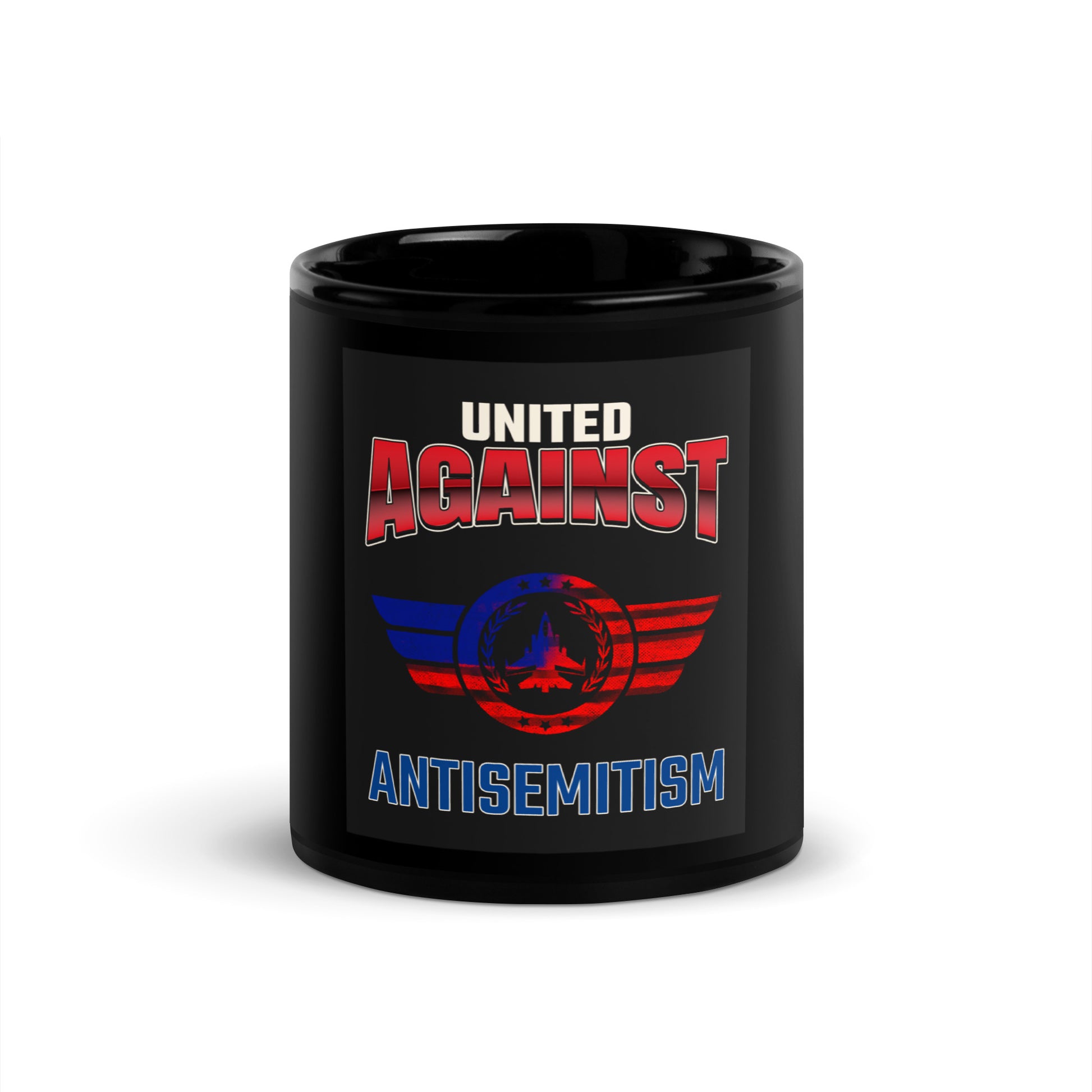 USA Edition | United Against Antisemitism | Black Glossy Mug