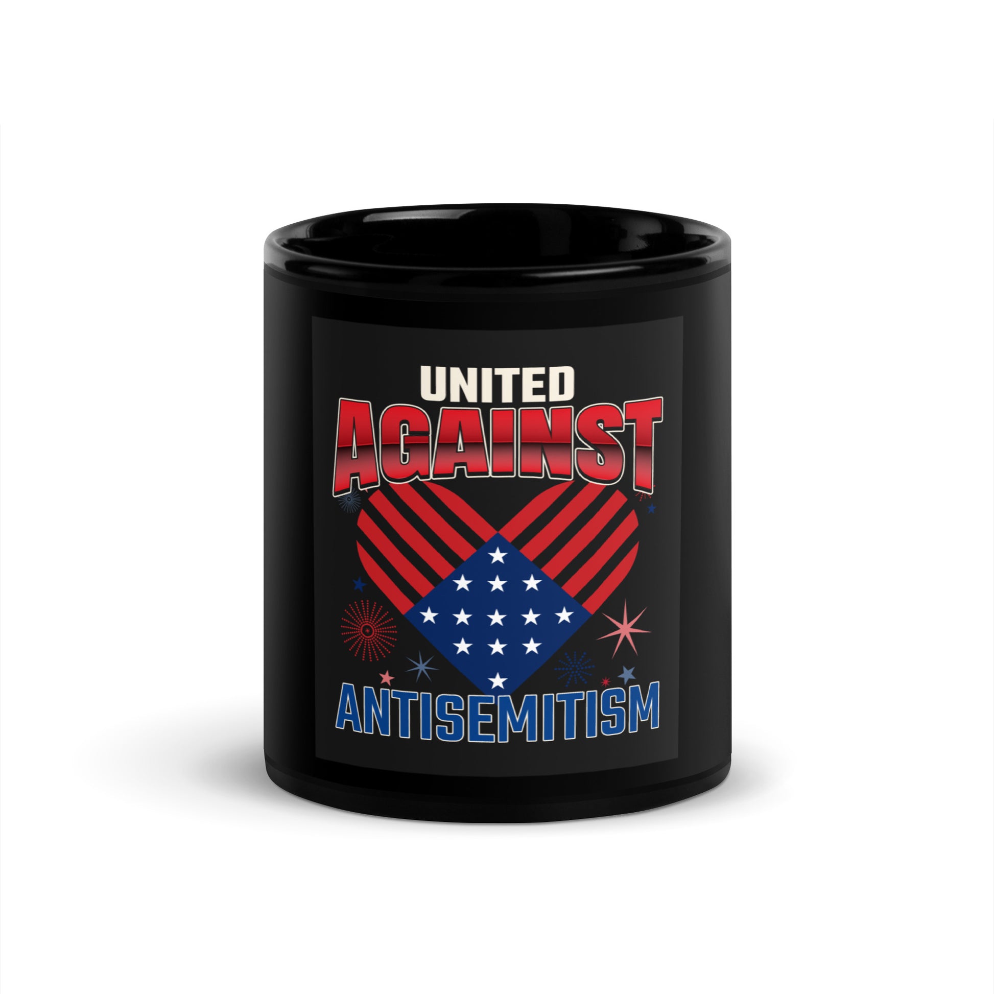 USA Edition | United Against Antisemitism | Black Glossy Mug