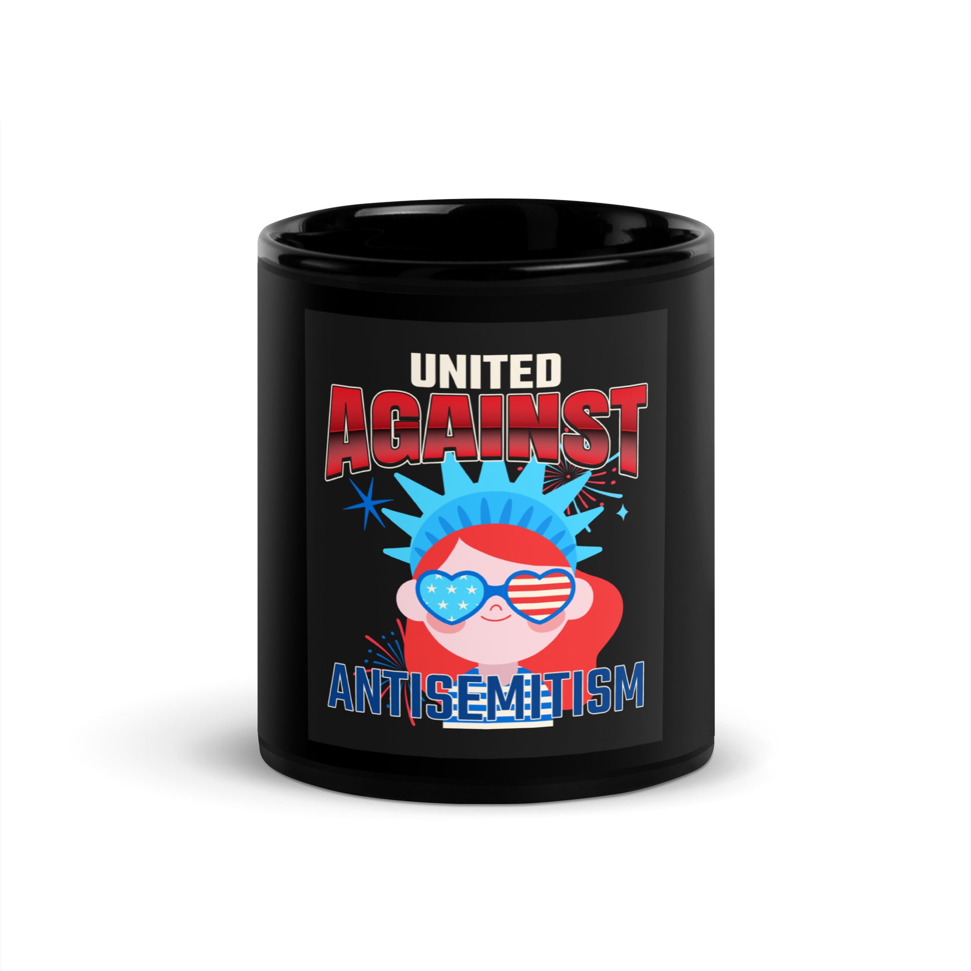 USA Edition | United Against Antisemitism | Black Glossy Mug