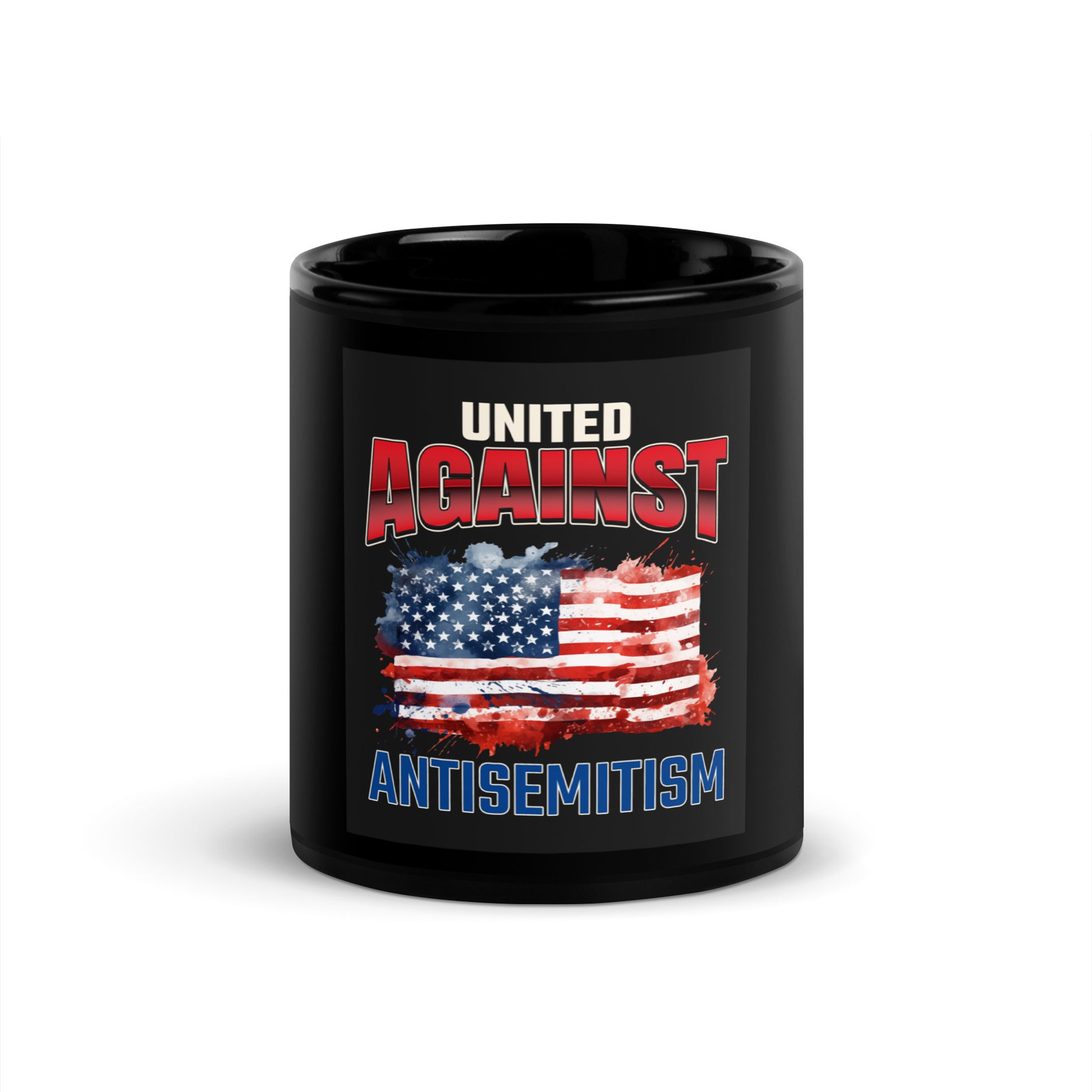 USA Edition | United Against Antisemitism | Black Glossy Mug