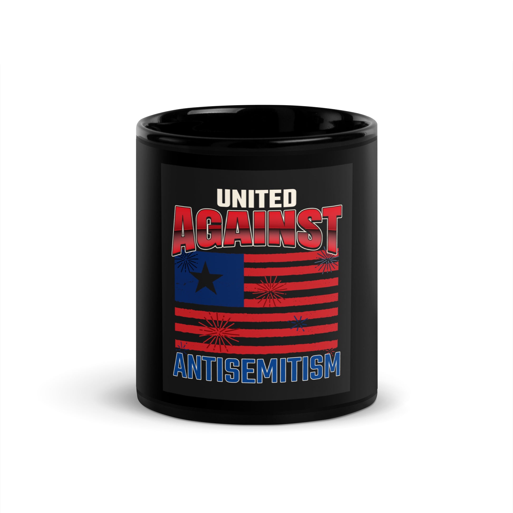 USA Edition | United Against Antisemitism | Black Glossy Mug