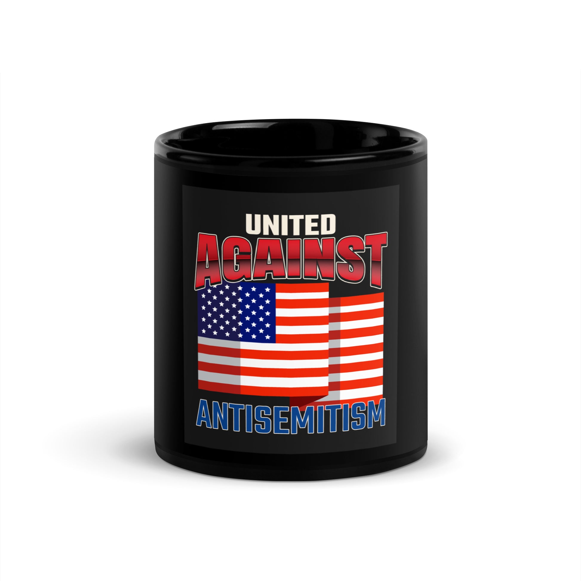 USA Edition | United Against Antisemitism | Black Glossy Mug