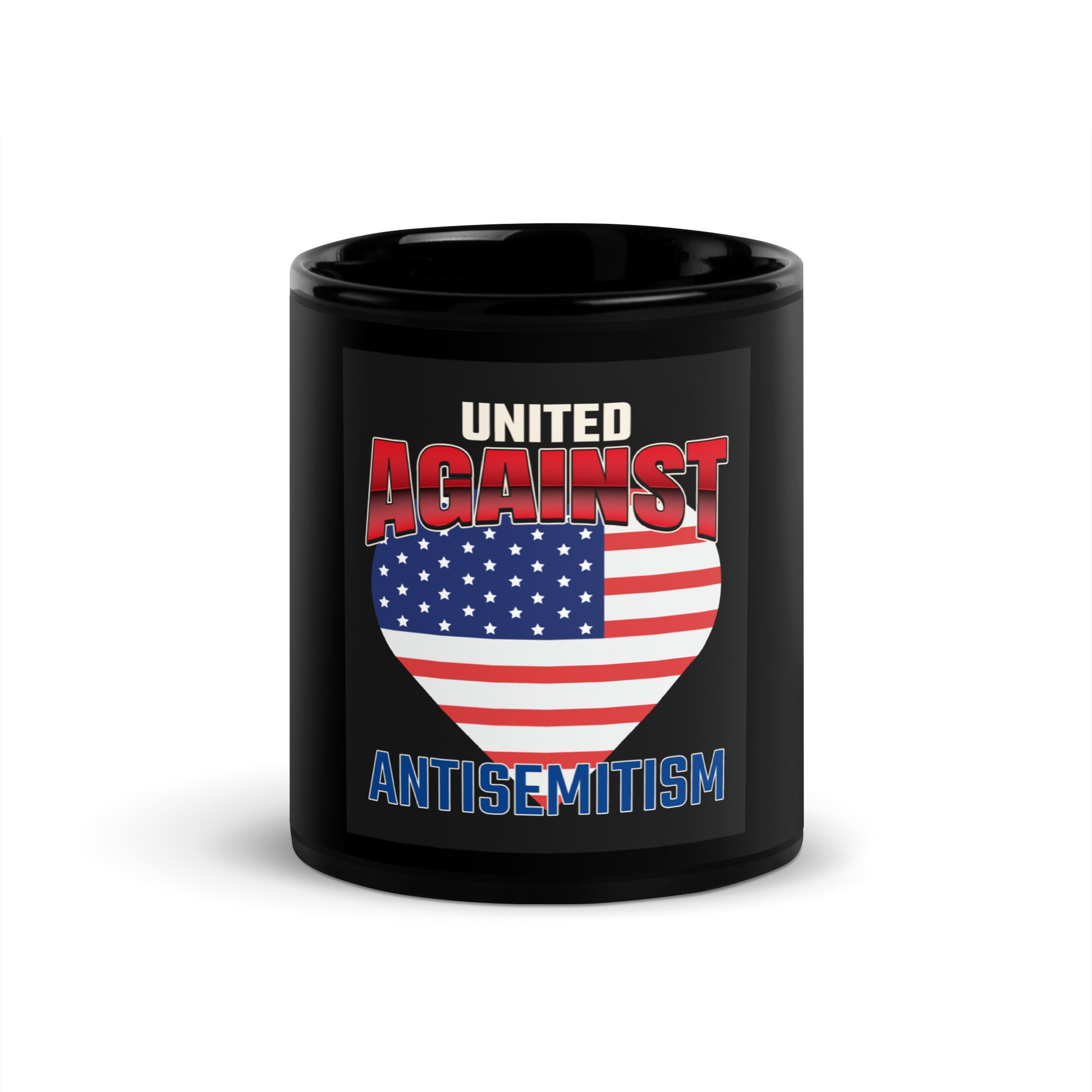 USA Edition | United Against Antisemitism | Black Glossy Mug